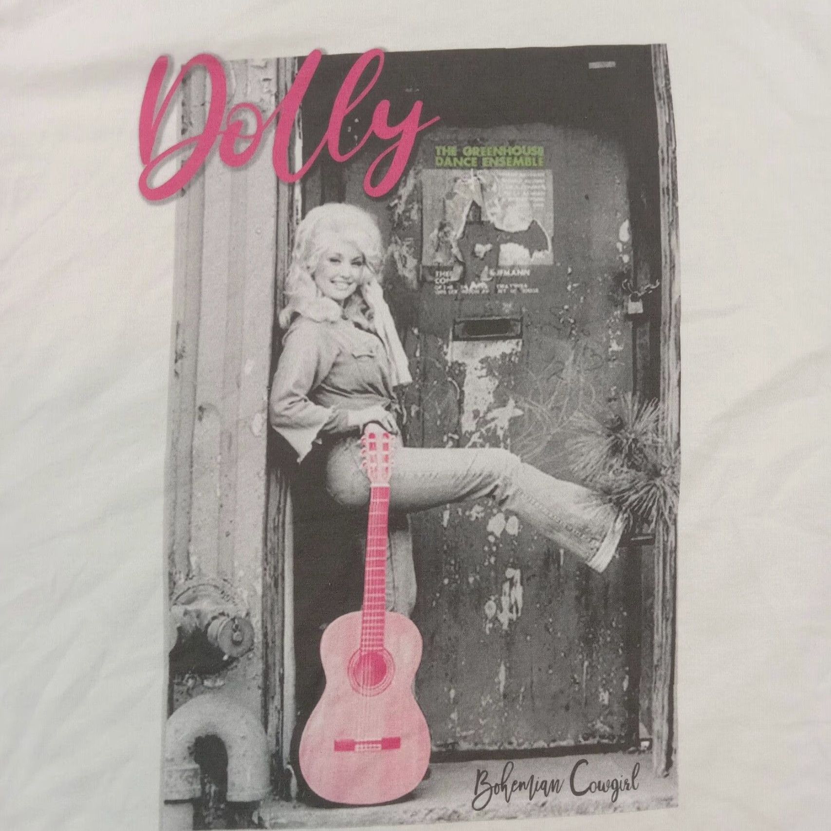 Vintage Bohemian Cowgirl T-shirt Womens Large Beige Crew Neck Dolly Parton Guitar Casual Size L / US 10 / IT 46 - 5 Thumbnail