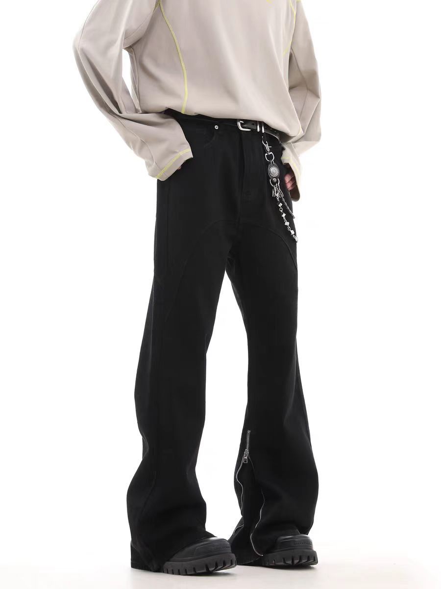 Jean Black Relaxed-Fit Zipper-Cuff Casual Pants Size US 30 / EU 46 - 2 Thumbnail