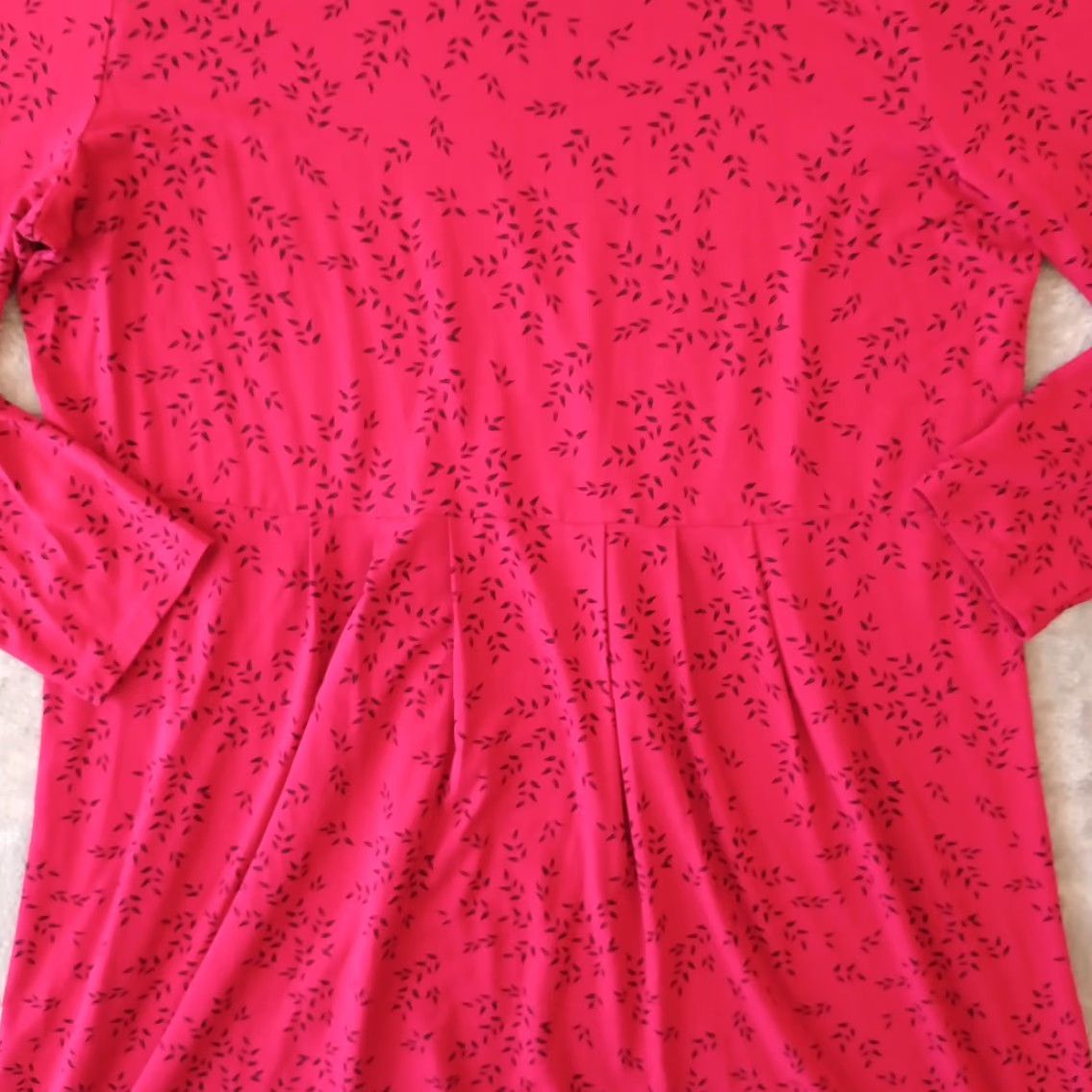 J. Jill J.Jill Wearever Collection Dress XL Red Floral Long Sleeve Pullover Fit Flare Midi Women Mens? Size XL / US 12-14 / IT 48-50 - 4 Thumbnail