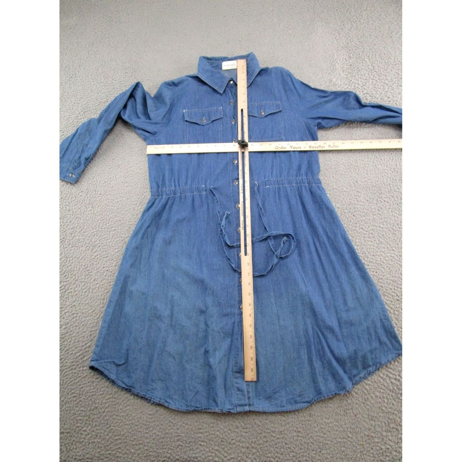 Denime Ninexis Blue Denim Button Front Cinch Waist Midi Shirt Dress Size M Western Size M / US 6-8 / IT 42-44 - 5 Thumbnail