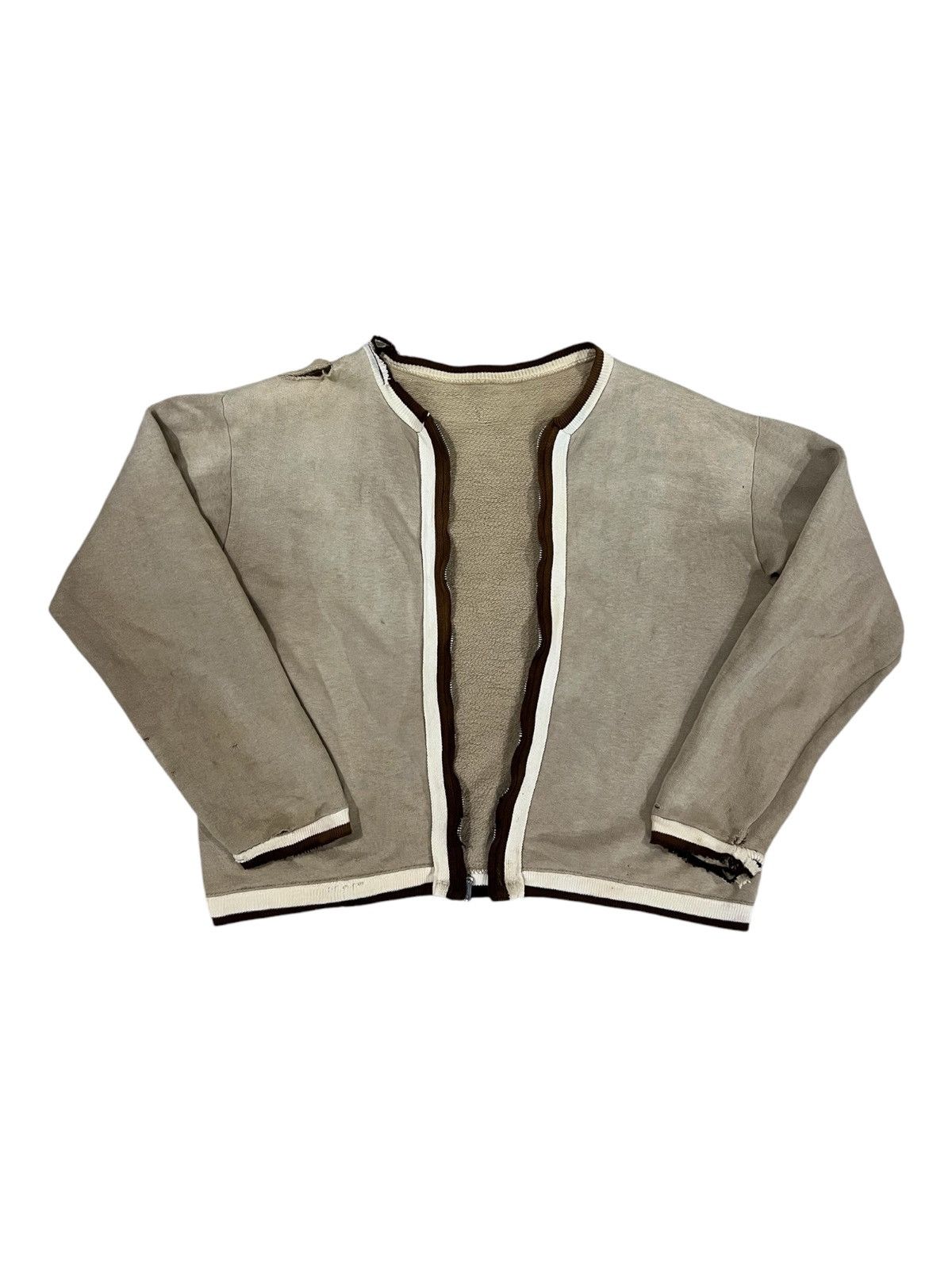 4GSELLER × Vintage TRUE VINTAGE 1940s Distressed Boxy Sweater National Zipper Size US M / EU 48-50 / 2 - 1 Thumbnail