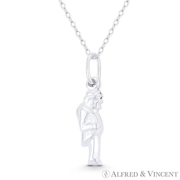 Other Elderly Man Charm 3D Reversible Sterling Silver Pendant Size ONE SIZE - 1 Preview