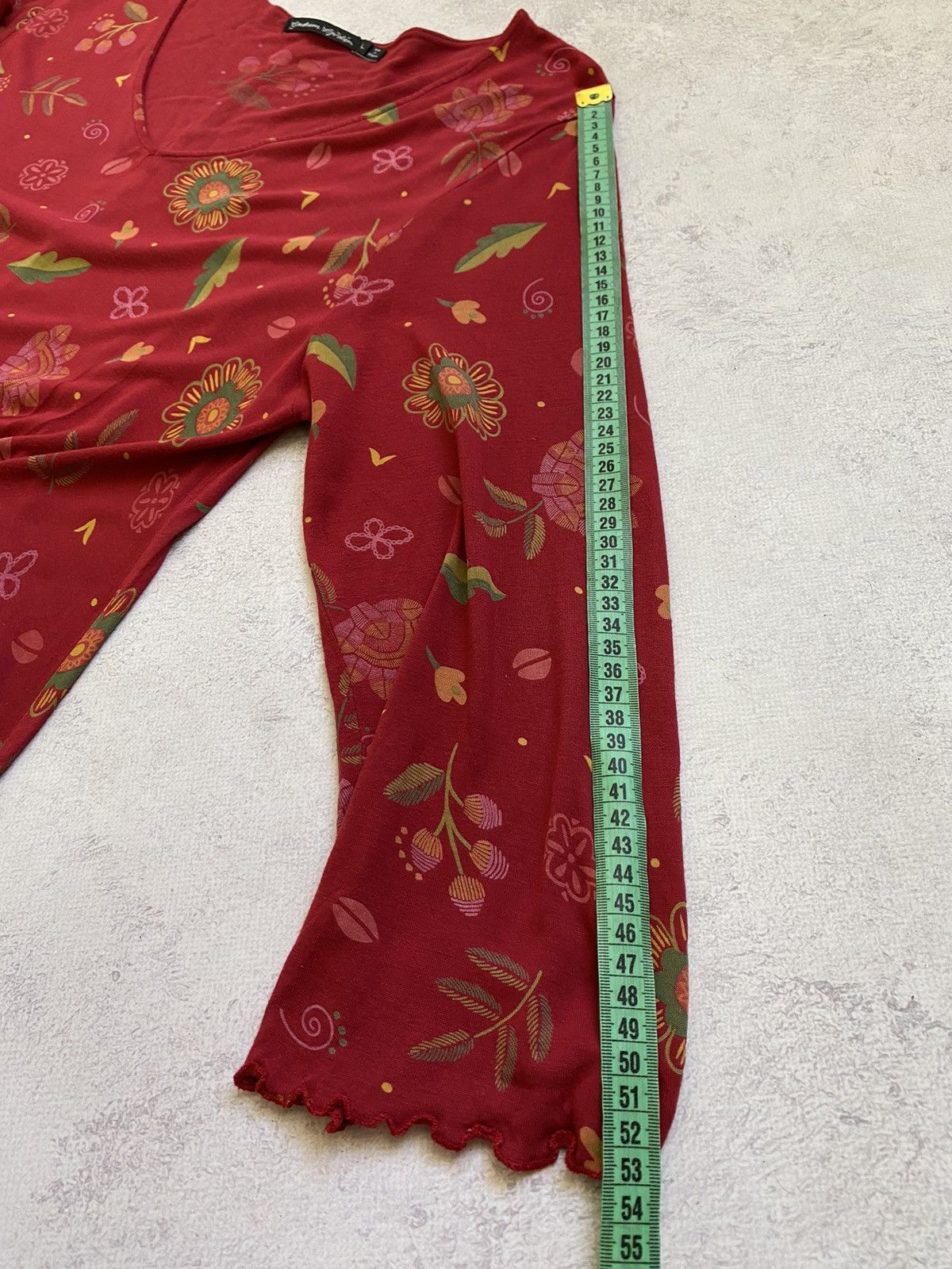 Gudrun Sjoden Gudrun Sjoden Red Floral Long Sleeve Maxi Dress Size L Size L / US 10 / IT 46 - 17 Thumbnail