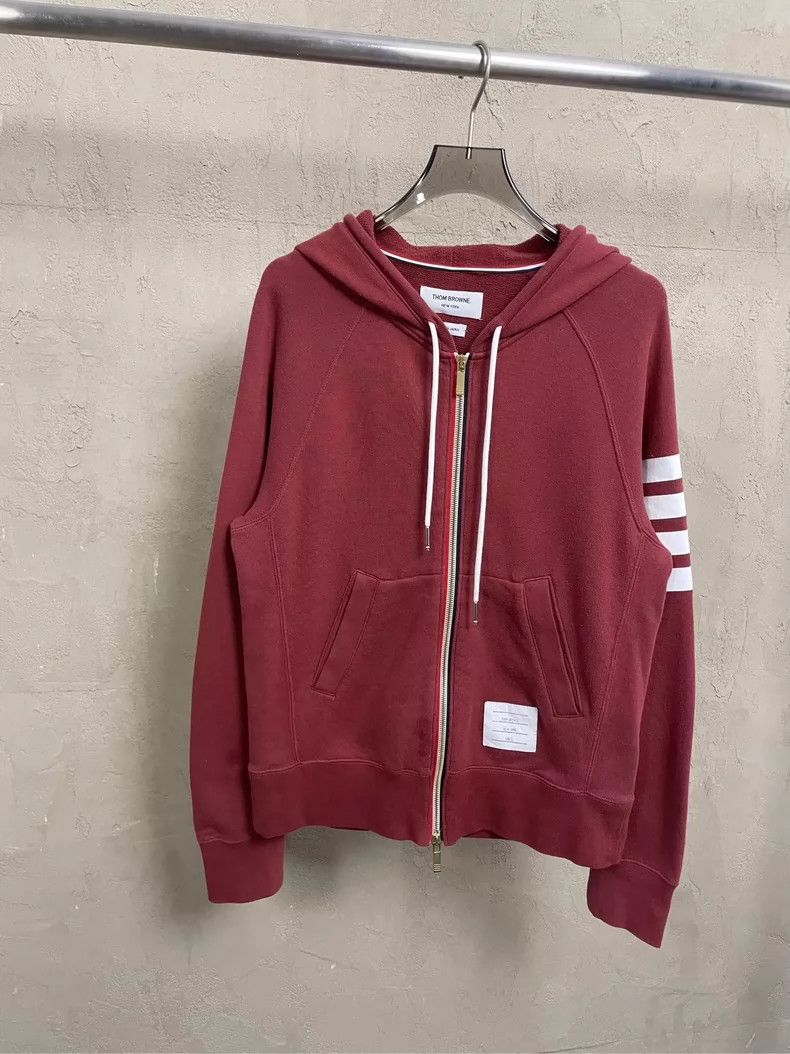 Thom Browne Thom browne Burgundy four-striped zipper jacket 2504-Nextar Size US S / EU 44-46 / 1 - 1 Thumbnail