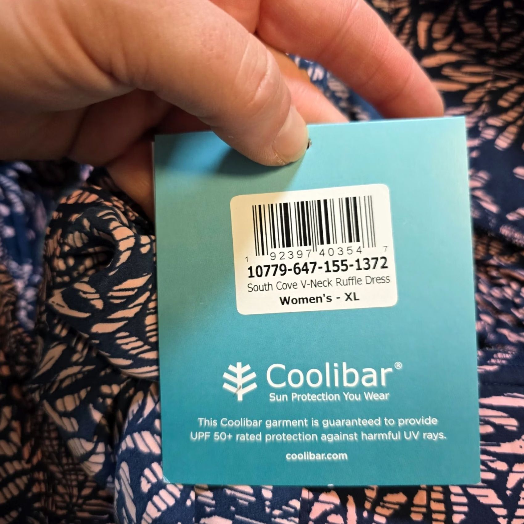 Vintage Coolibar Dress Womens XL Blue Floral South Cove Ruffle Dress Casual Sundress Size XL / US 12-14 / IT 48-50 - 5 Thumbnail