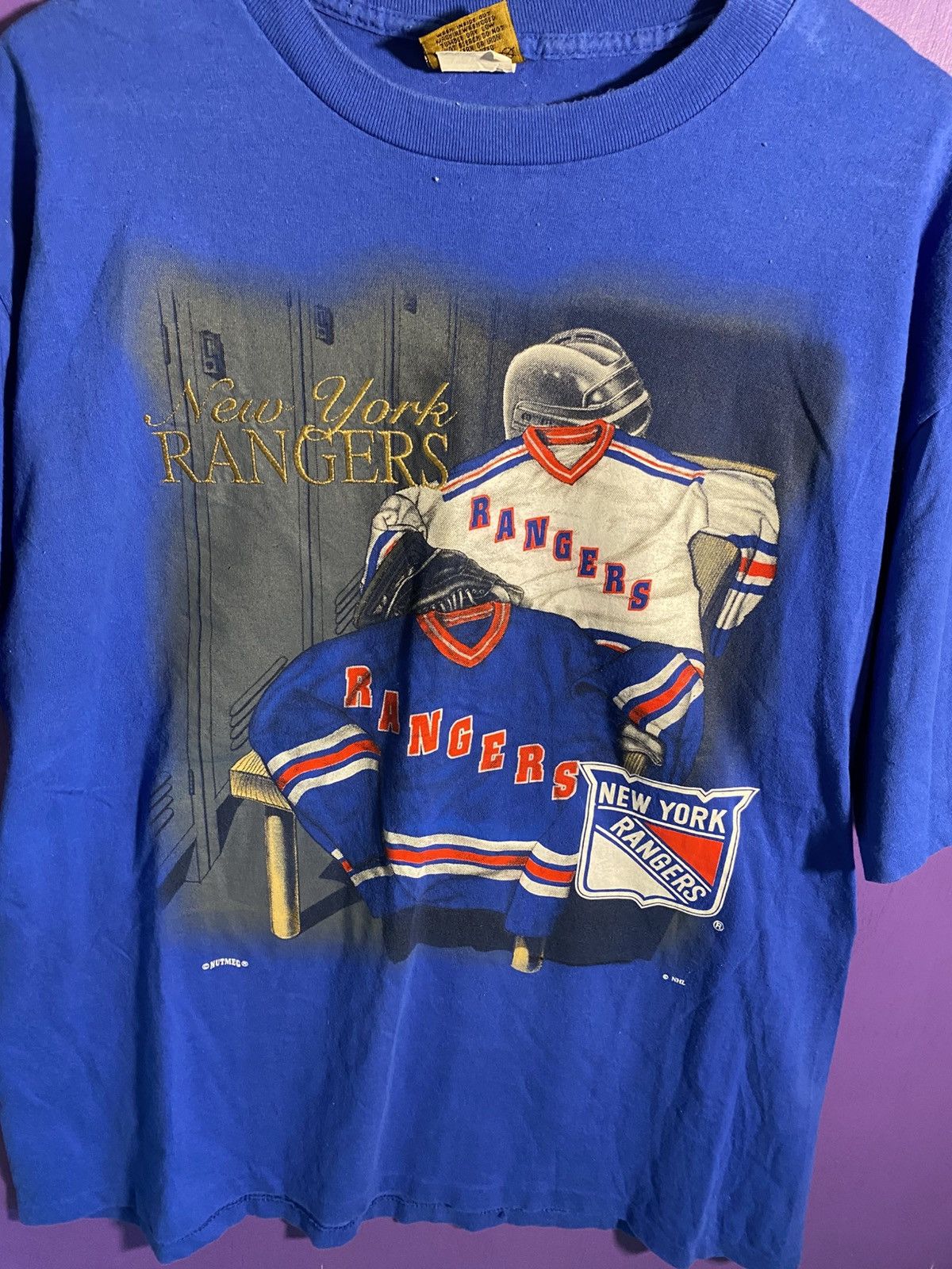 NHL × Nutmeg × Vintage Vintage 90s Nutmeg New York rangers gear t-shirt Size US XL / EU 56 / 4 - 3 Thumbnail
