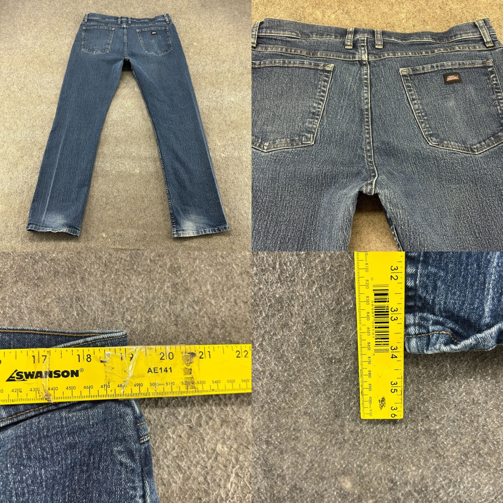 Dickies Dickies Jeans Mens 36x34 Blue Straight Leg Relaxed Fit Dark Wash Denim Jeans Regular 5-Pocket Mens<|vq_13216|> Size US 36 / EU 52 - 8 Thumbnail