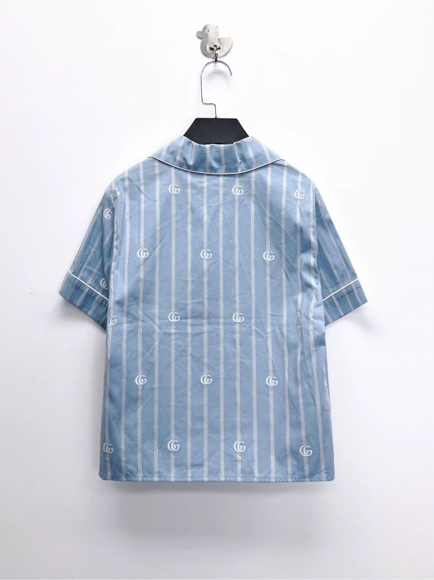 Gucci Gucci Light Blue Stripe Double G Print Shirt Size US S / EU 44-46 / 1 - 2 Thumbnail