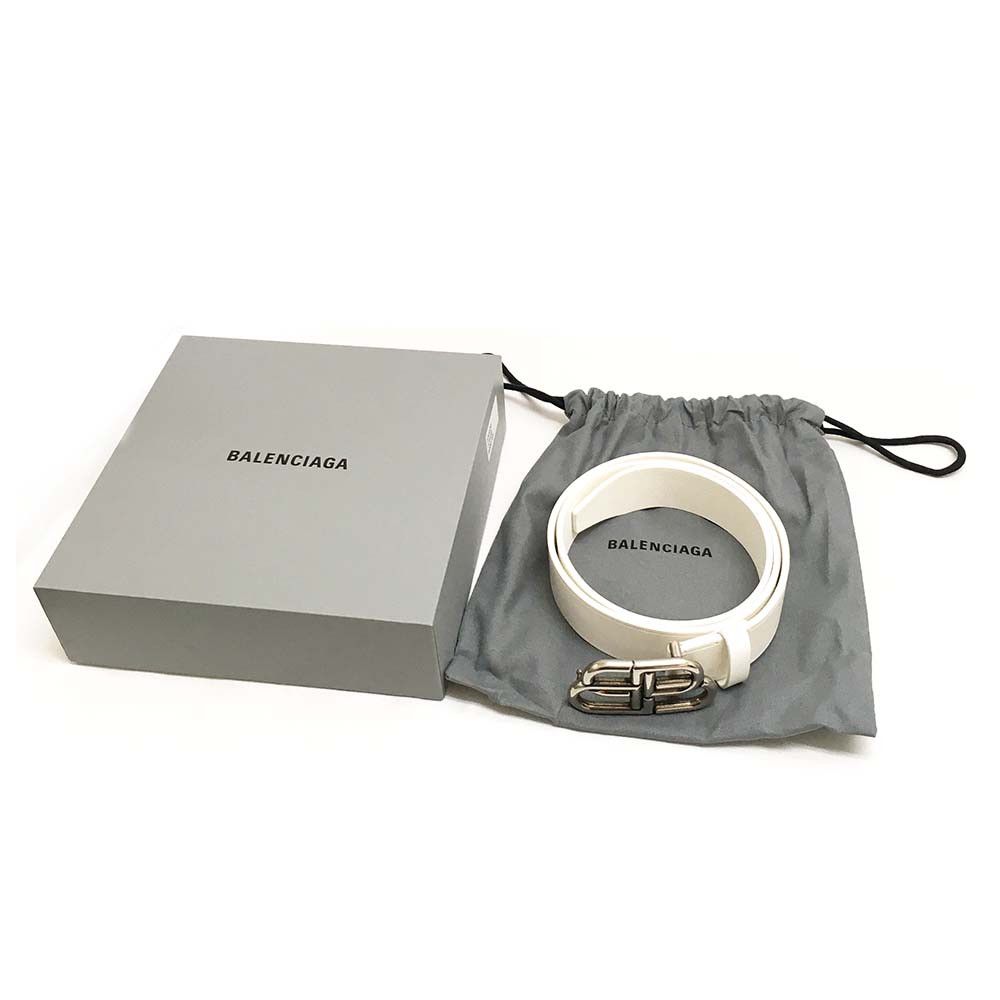 Balenciaga o1mt1gz0724 Size: 90 / BB 35 Large Belt in White