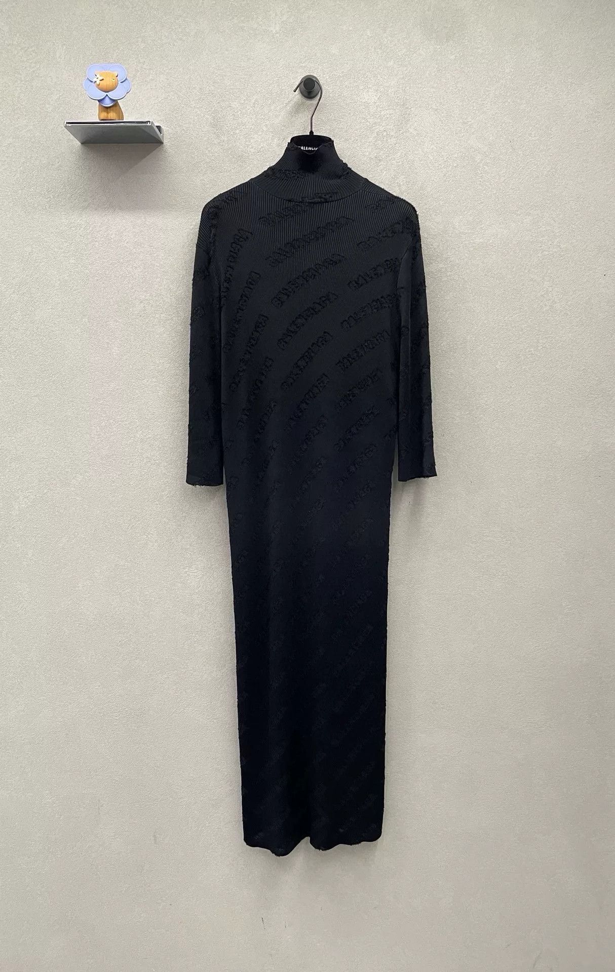 Balenciaga Balenciaga Black Logo Ribbed Long Dress Size US S / EU 44-46 / 1 - 1 Thumbnail