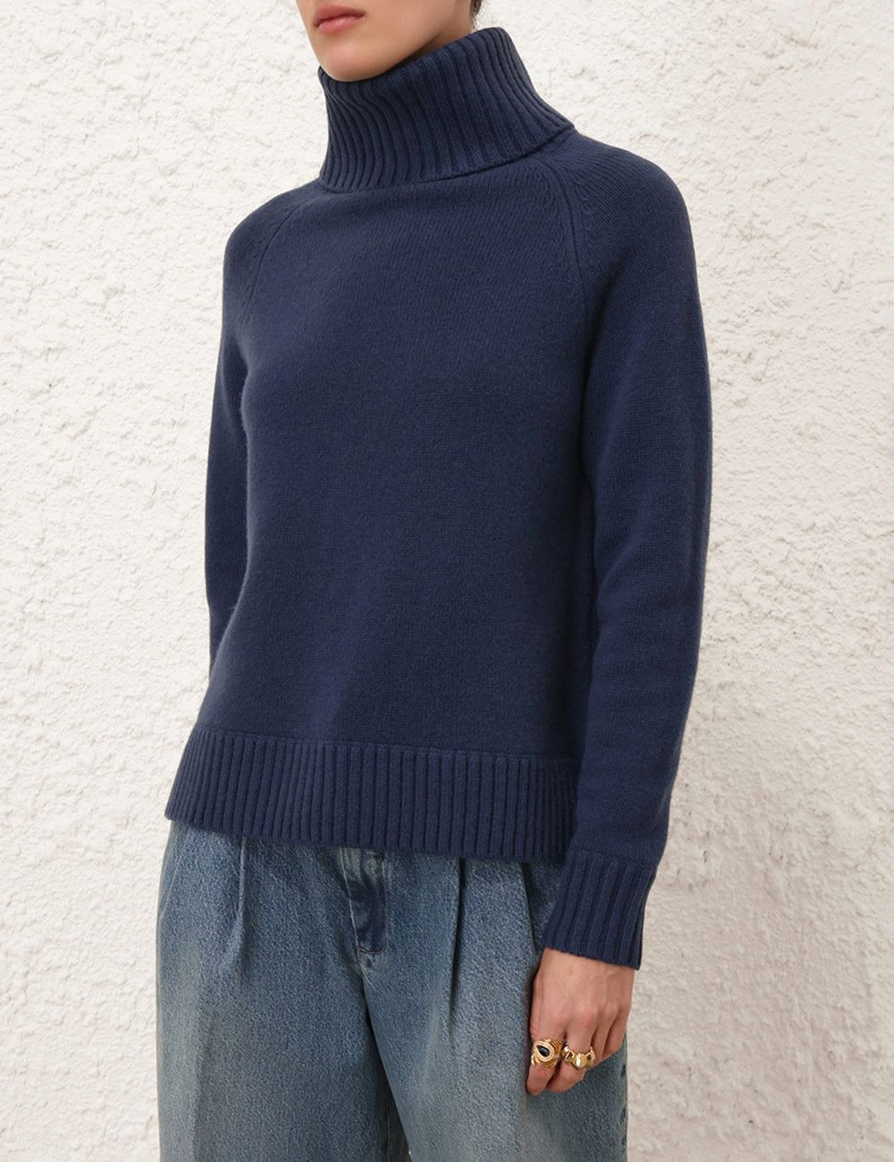 Zimmermann oc11z0825 Funnel Neck Sweater in Marine Blue Size L / US 10 / IT 46 - 2 Thumbnail
