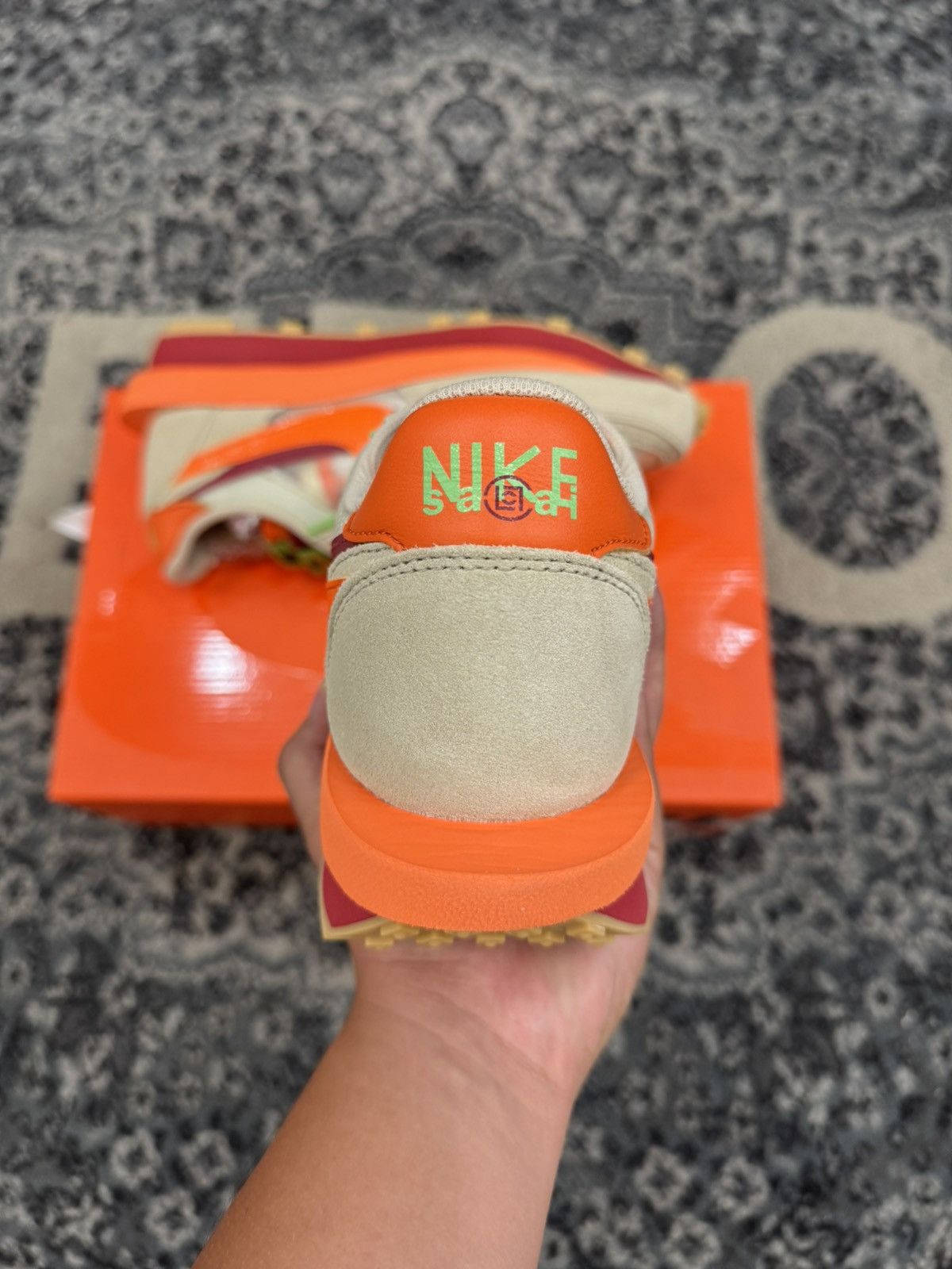 CLOT × Nike Nike Sacai CLOT LD Waffle Kiss of Death Net Orange Blaze Size US 10 / EU 43 - 3 Thumbnail