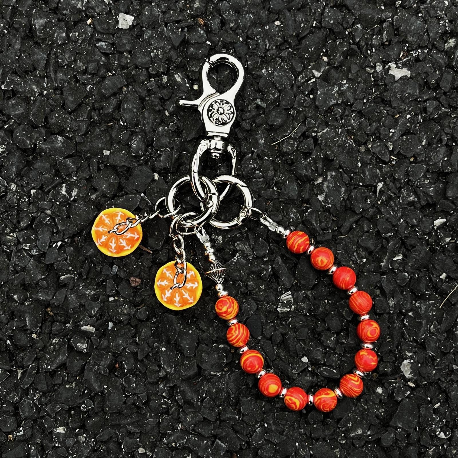 Jewelry Red Orange Tropical Keychain, y2k Keychain Size ONE SIZE - 3 Thumbnail