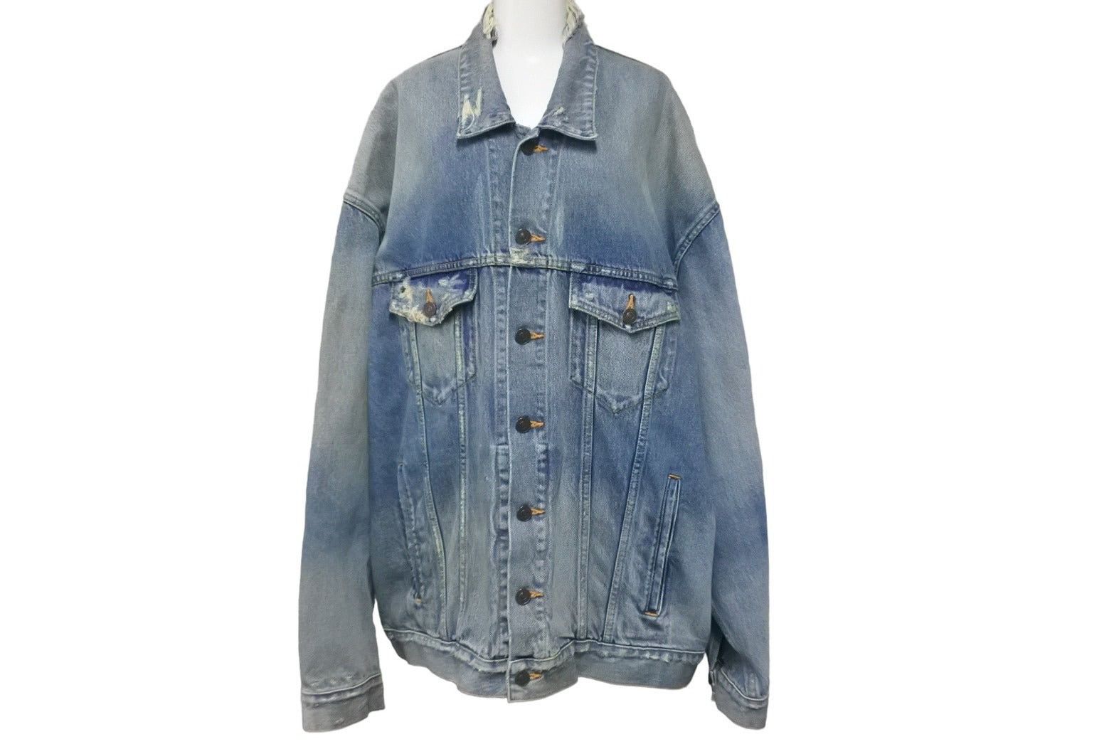 BALENCIAGA バレンシアガ Twin Set Denim Jacket Balenciaga Men's Twinset Denim Jacket/vest W/ Hoodie Lining