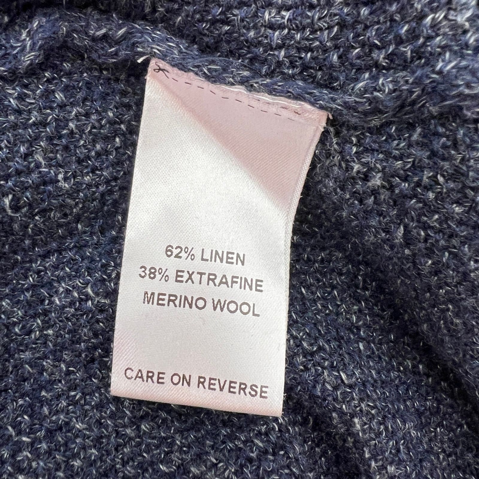 Billy Reid Billy Reid Seed Stitch Linen & Wool Crewneck Sweater Navy Size US XXL / EU 58 / 5 - 7 Thumbnail