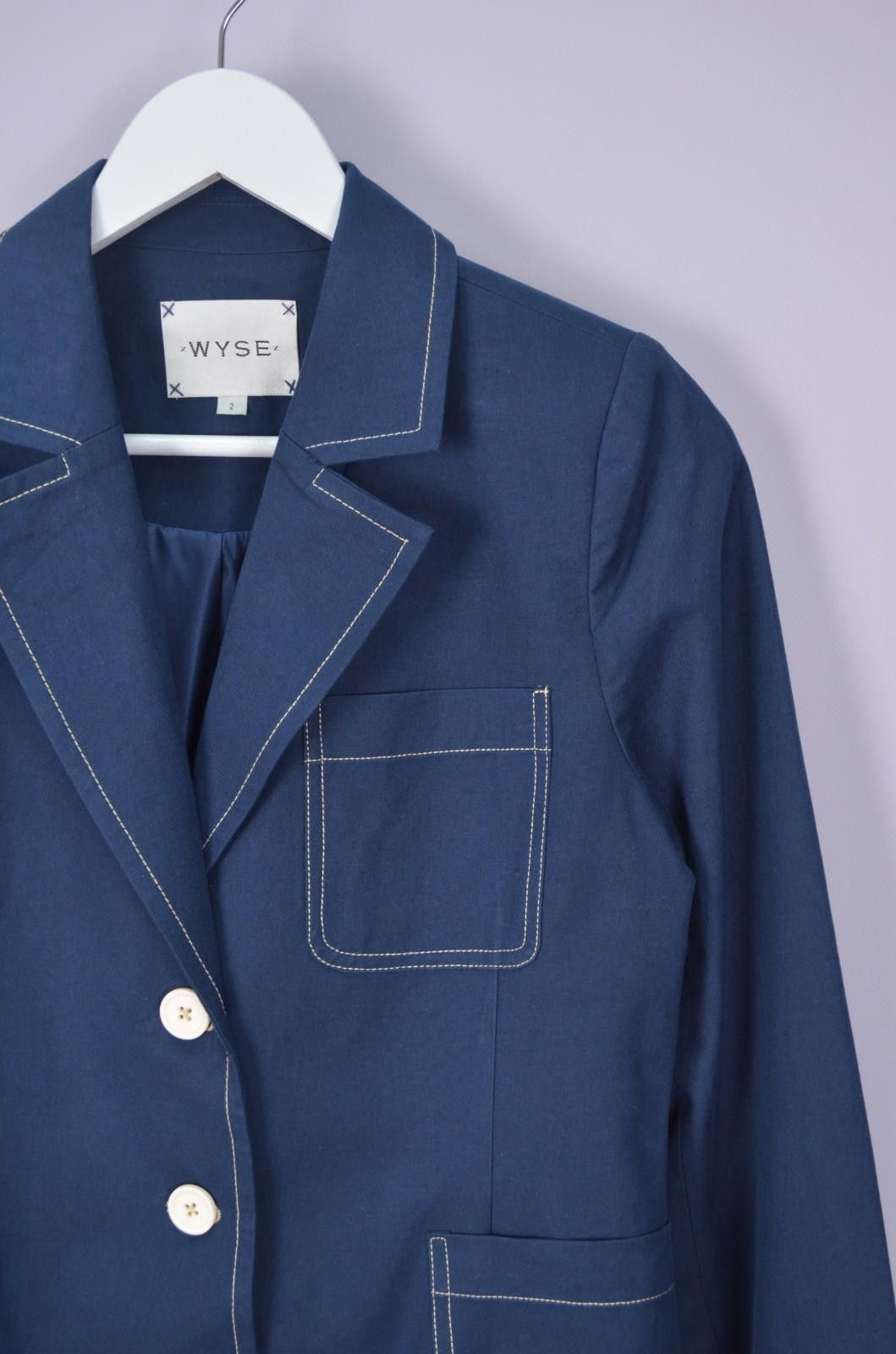 Designer Wyse Alaina Linen Jacket Size 2 US6 Cotton Linen Blue Blazer Size M / US 6-8 / IT 42-44 - 3 Thumbnail