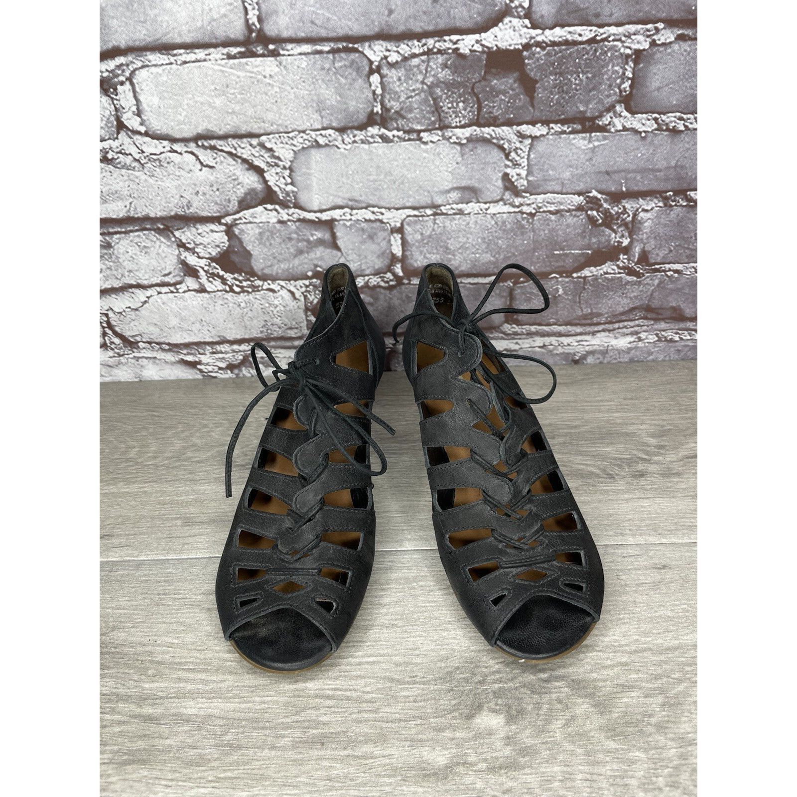Other Paul Green Munchen Black Leather Caged Lace Up Heel Sandals Size US 6.5 / IT 36.5 - 12 Thumbnail