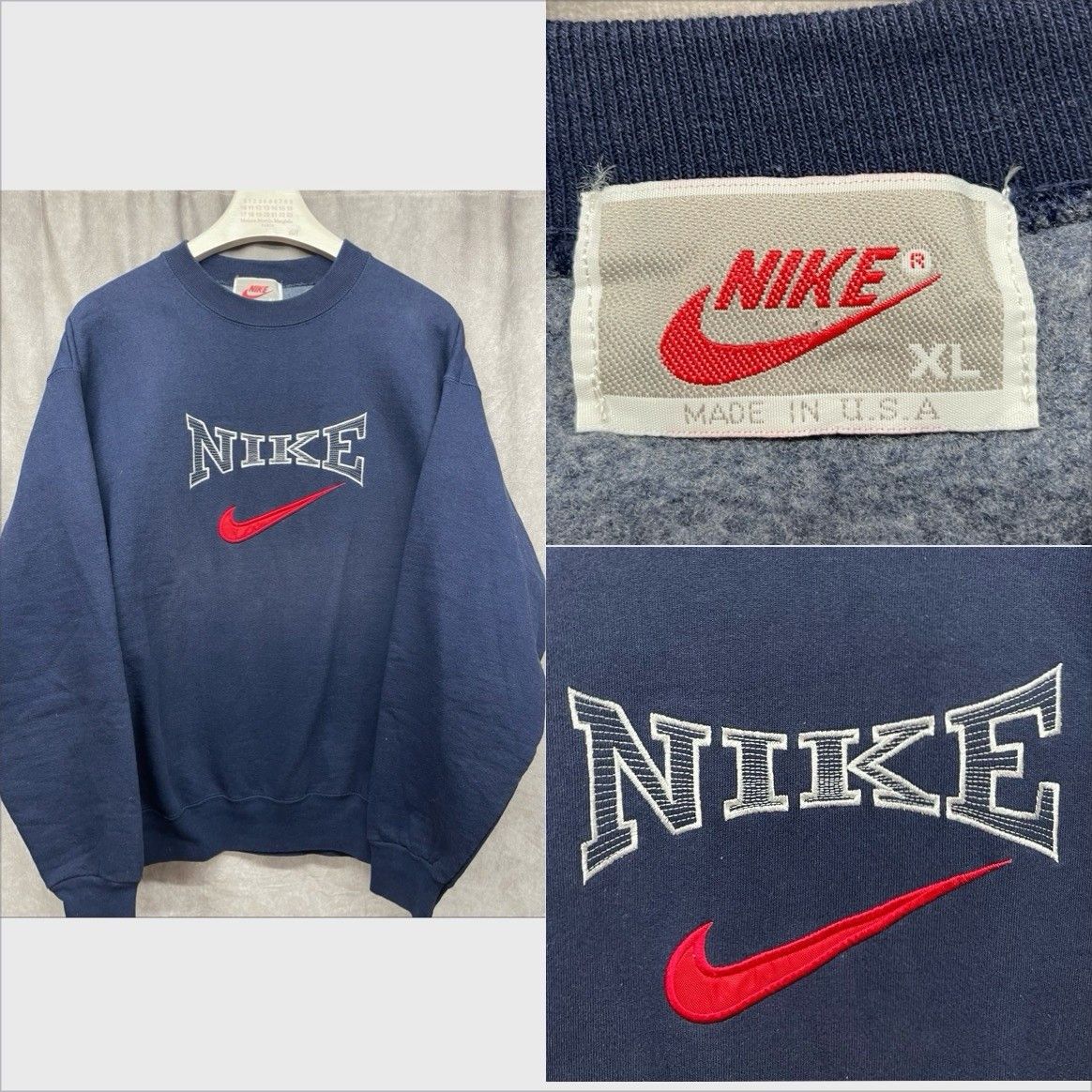 Nike Vtg 90s Nike Crewneck Sweatshirt XL USA Made Spellout Embroi Size US XL / EU 56 / 4 - 1 Thumbnail