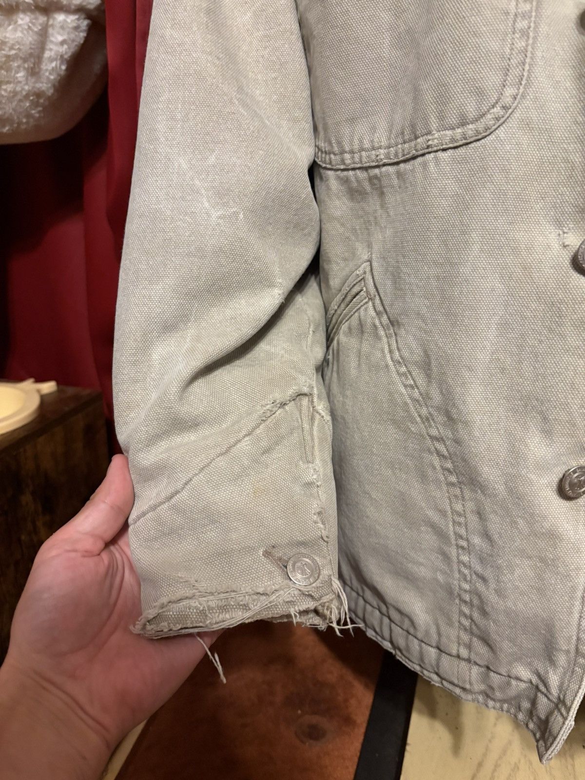 Vintage Vintage BaLance Beige Jean Jacket 90s Distressed Denim Grail Size US M / EU 48-50 / 2 - 8 Thumbnail