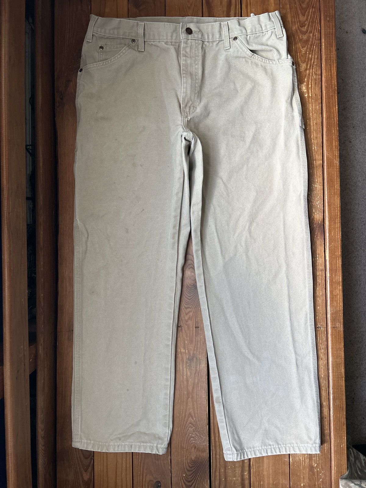 Dickies × Vintage Vintage 90s Dickies Tan Canvas Carpenter Work Pants Size US 34 / EU 50 - 2 Thumbnail