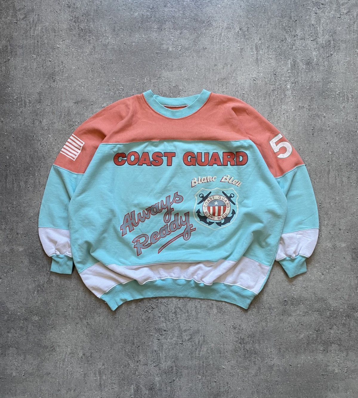Vintage Vintage 80’s Blanc Bleu Coast Guard Oversize Sweatshirt Size US S / EU 44-46 / 1 - 1 Thumbnail