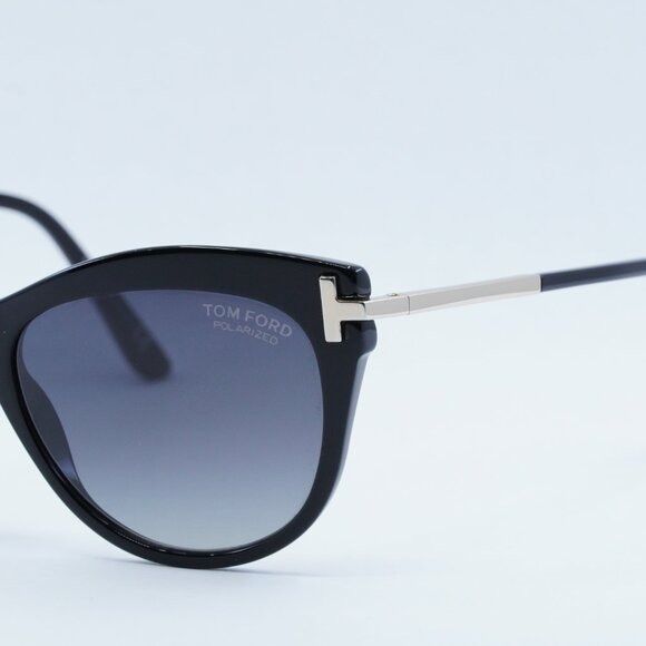 Tom Ford Tom Ford Kira FT0821 01D Sunglasses Black/Gold Cat Eye Frame Size ONE SIZE - 2 Thumbnail