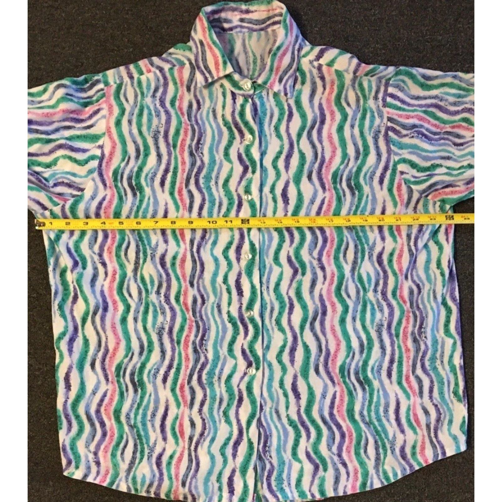 Gotcha Vtg 90s Abstract Art All Over Print Button-Up Shirt XL Women White Aztec Gotcha Vaporwave Surf 80s Size XL / US 12-14 / IT 48-50 - 3 Thumbnail