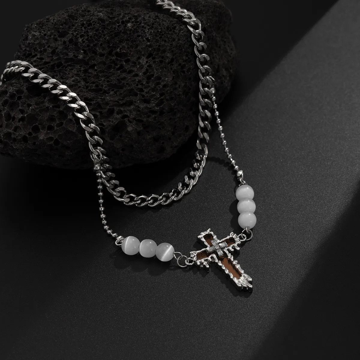 Vintage Double Layer Cross Pendant Necklace Size ONE SIZE - 4 Thumbnail