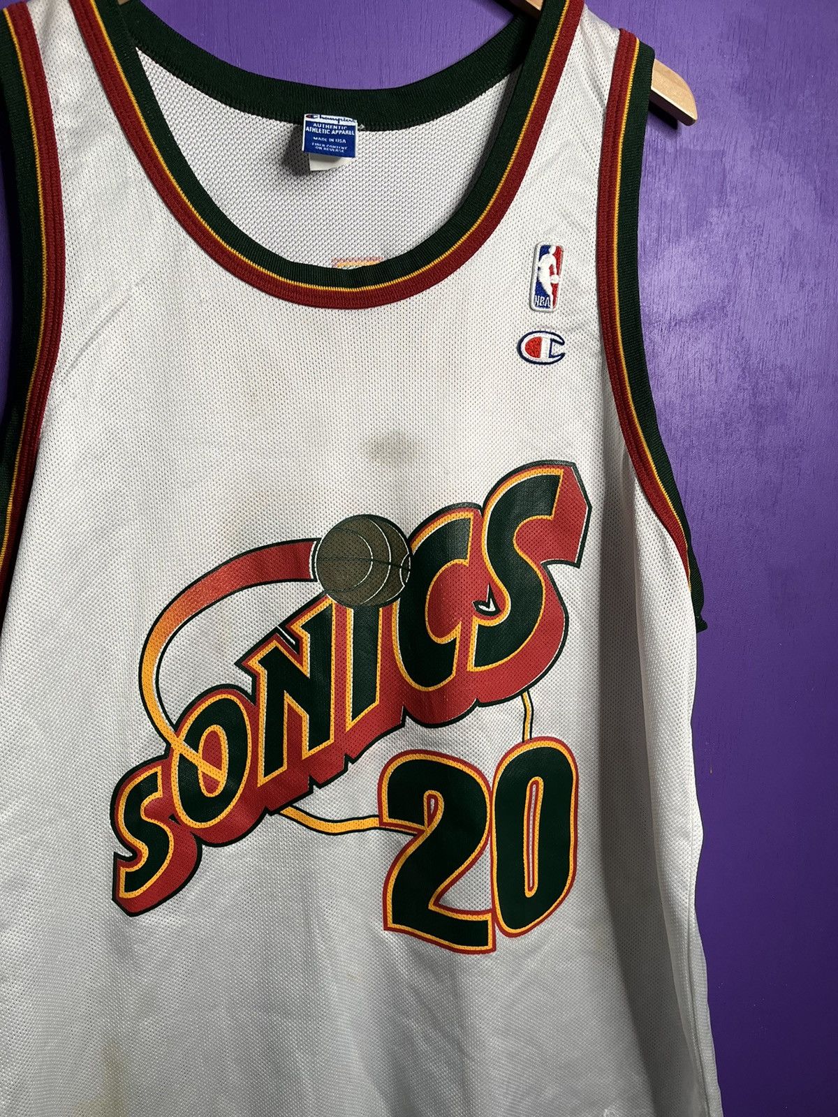 Champion × NBA × Vintage Vintage 90s Champion SuperSonics Gary Payton jersey Size US XL / EU 56 / 4 - 3 Thumbnail