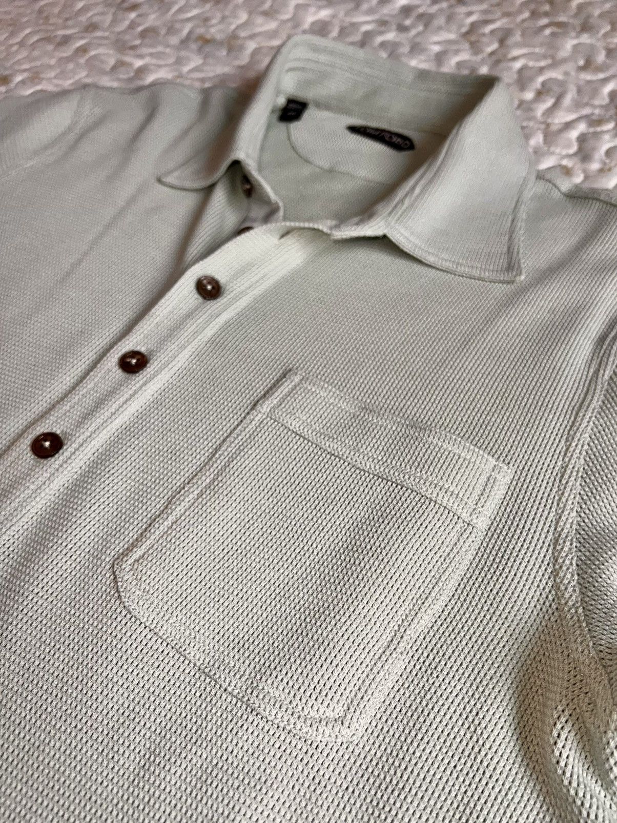 48 Tom Ford Polo Shirt light grey knit breath texture button