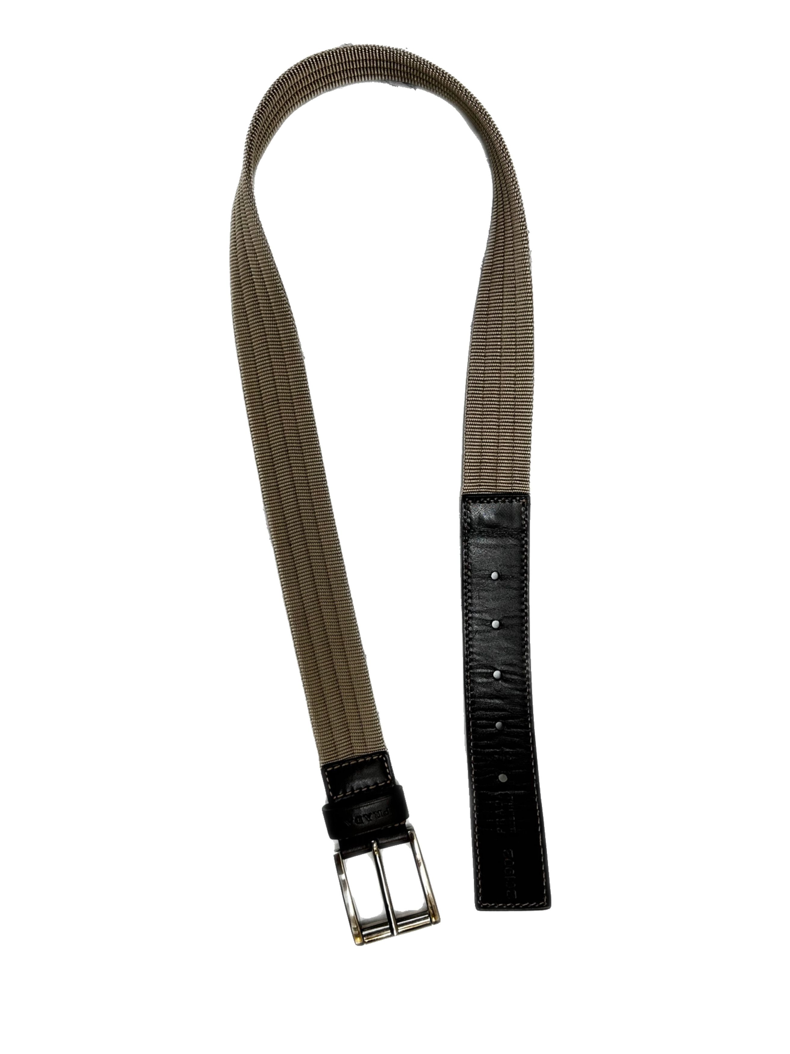 Prada Prada Beige Nylon NotchBuckleBeltWithLeather Strap Fastening Size 28 - 3 Thumbnail