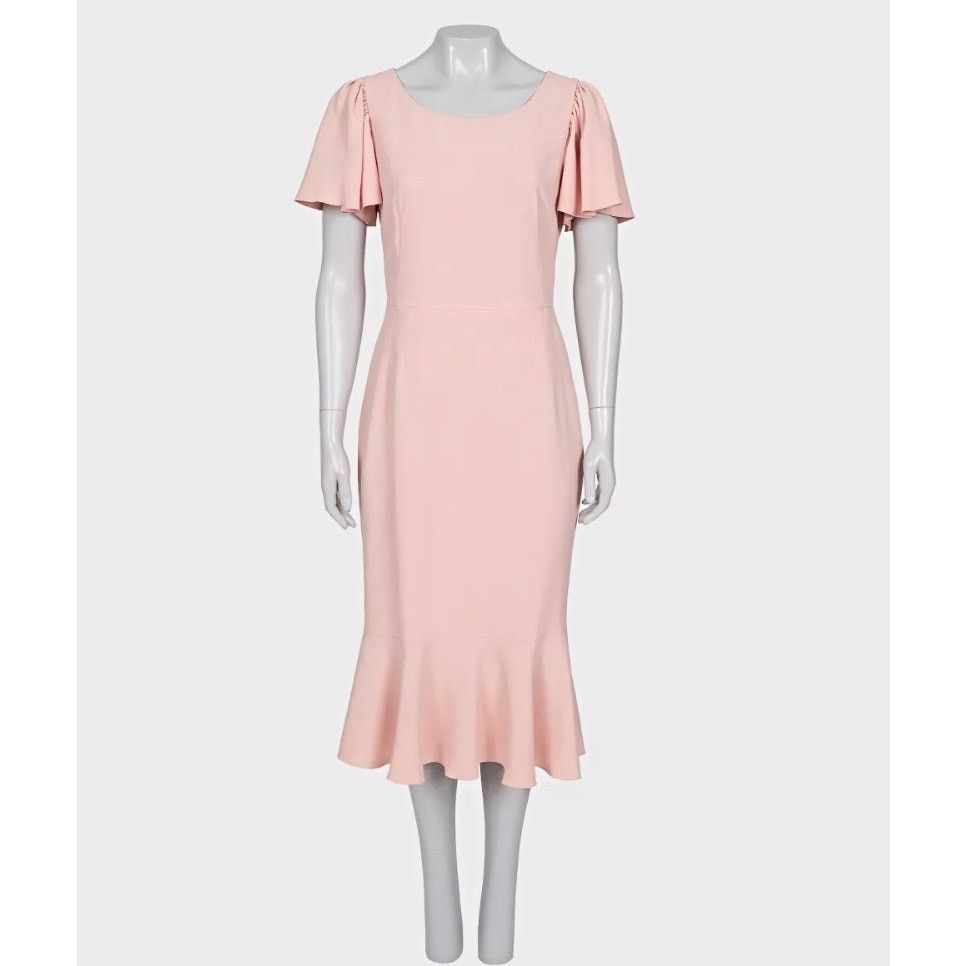 Dolce & Gabbana Dolce & Gabbana Pink Viscose Flounce Hem Fitted Dress IT44 Size L / US 10 / IT 46 - 1 Thumbnail