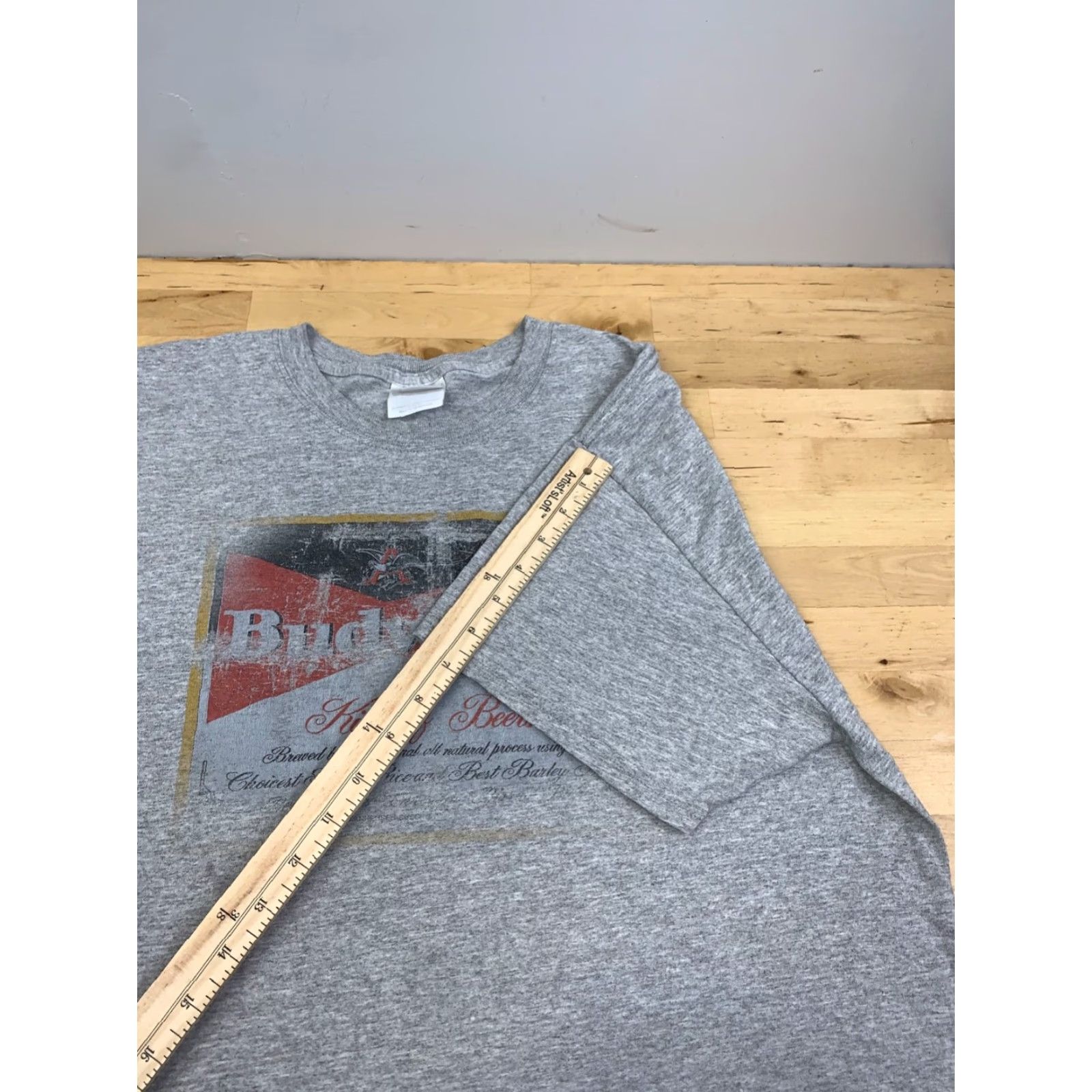 Hanes VINTAGE Hanes Shirt Mens XL Gray Budweiser King of Beer Crew Neck Short Sleeve 11760 USA Beer 90s Mens Size US XL / EU 56 / 4 - 7 Thumbnail