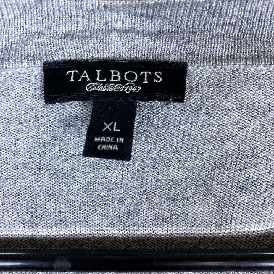 Talbots Talbots Cardigan Sweater Gray White Striped Button Front V-Neck Long Sleeve XL Womens Size XL / US 12-14 / IT 48-50 - 6 Thumbnail