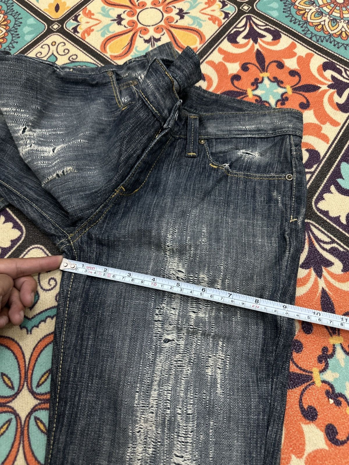 Tornado Mart Cowboys of The Dessert Distressed Long Flare Denim Size US 29 - 5 Thumbnail