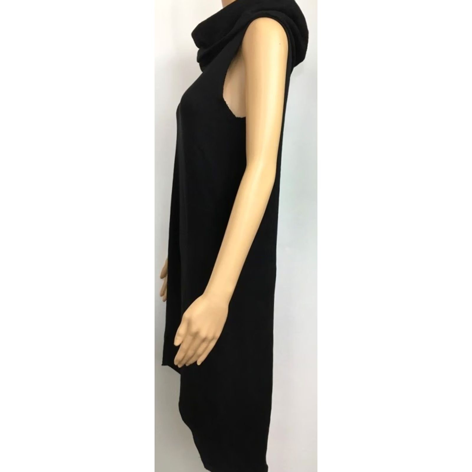 Vintage Chelsea Sky Shift Dress Womens S Black Fleece Lined Knee Length Cowl Neck New Size S / US 4 / IT 40 - 2 Thumbnail
