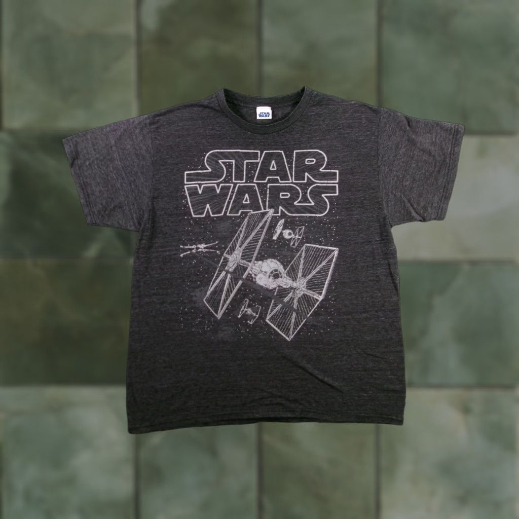 Star Wars VINTAGE Star Wars Shirt Men Large Gray X-Wing Tie Fighter Graphic Tee 90s Movie Mens L Gray Graphic Print Shirt Size US L / EU 52-54 / 3 - 1 Thumbnail