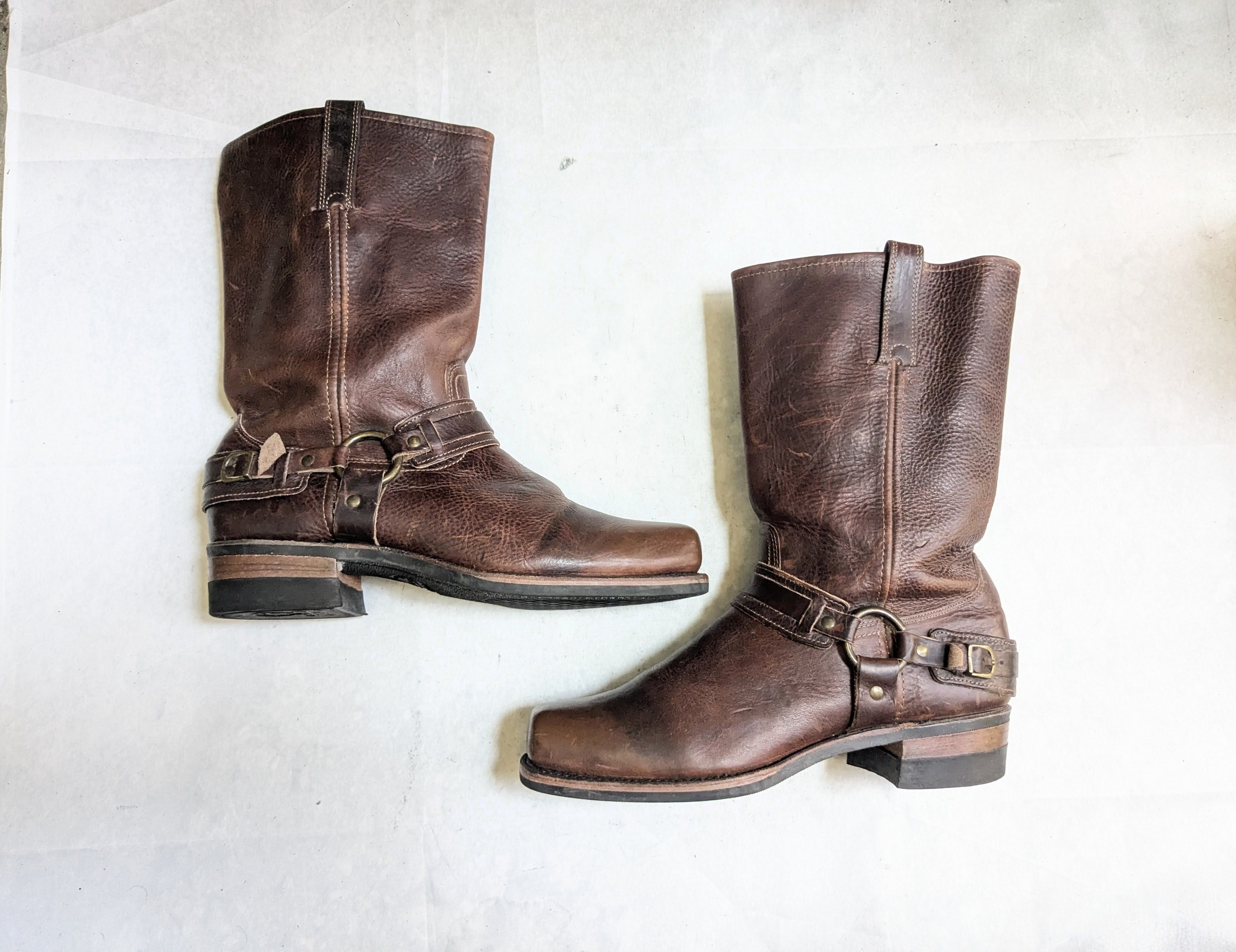 Frye Frye Harness Boots Belted Brown Leather 13 M Strap Size US 13 / EU 46 - 1 Thumbnail