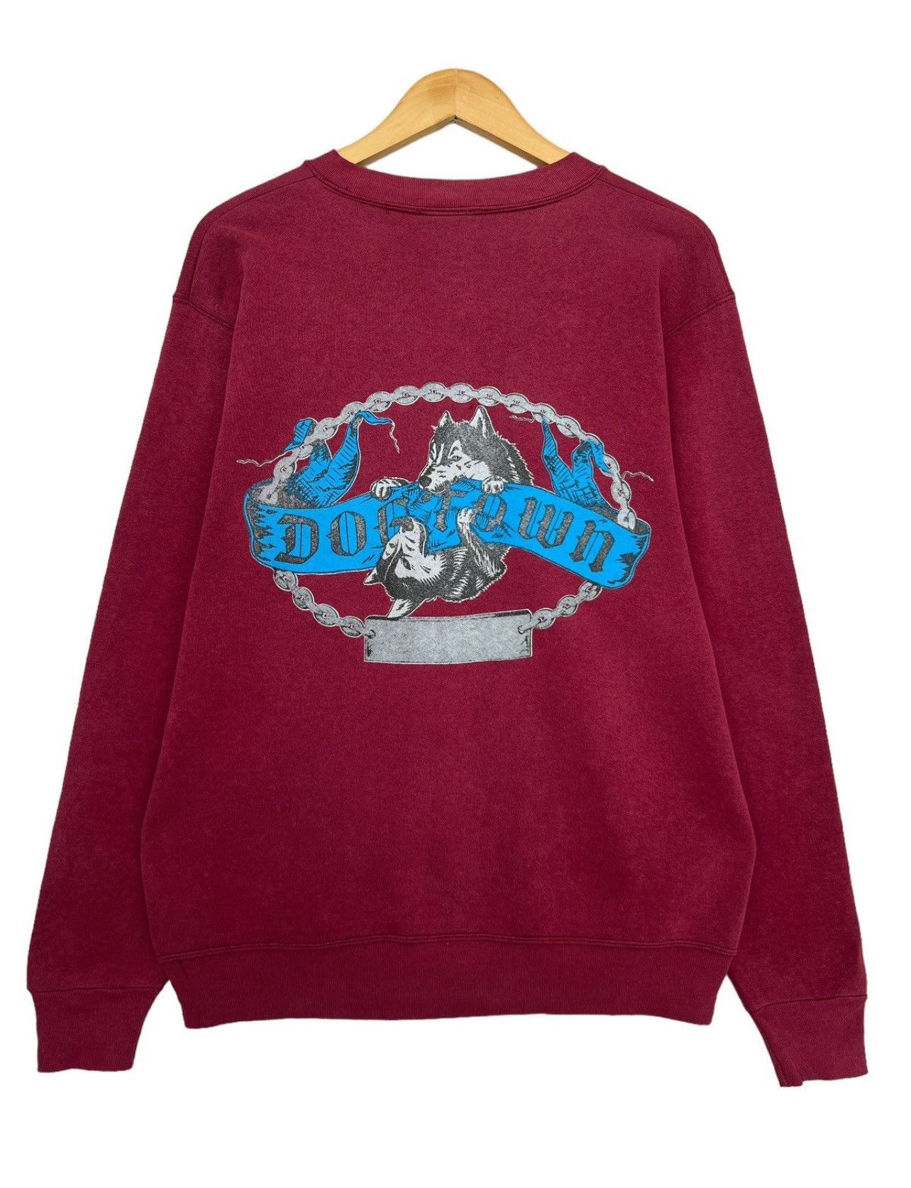 image of Dogtown x Vintage 90's Dog Town Skateboarding Sweatshirt in Maroon, Men's (Size Medium)
