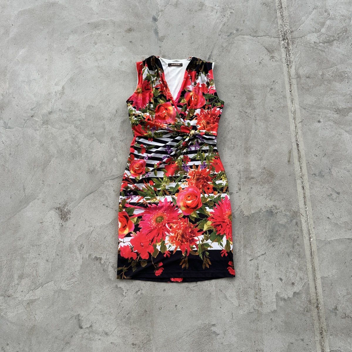 Roberto Cavalli Vintage Roberto Cavalli Floral Midi Dress Melat Red Womens M Size M / US 6-8 / IT 42-44 - 1 Thumbnail