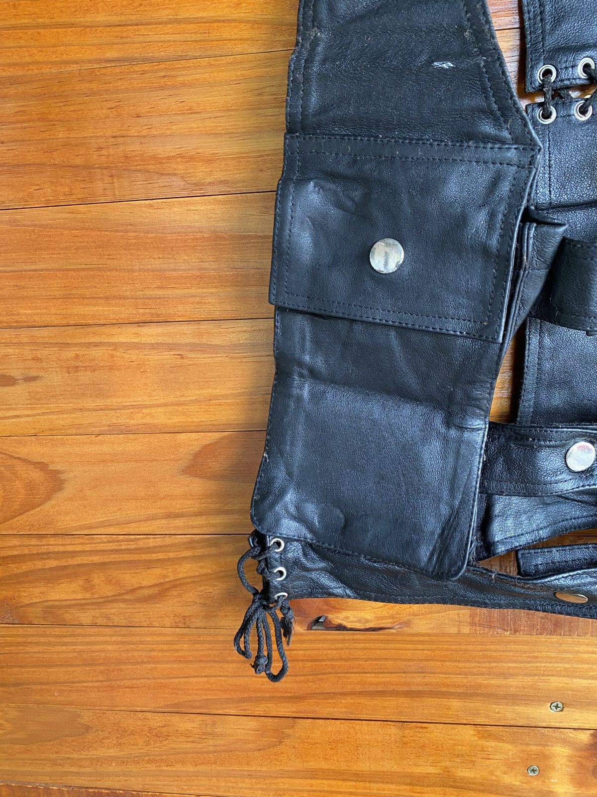 Genuine Leather Black Leather Utility Vest Bike Style Adjustable Strap Vest Size US S / EU 44-46 / 1 - 6 Thumbnail