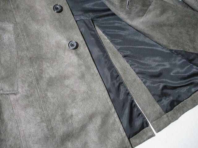 Tornado Mart Tornado Mart Micro Suede Stand Collar Coat (Grey) – Size L Size US L / EU 52-54 / 3 - 4 Thumbnail