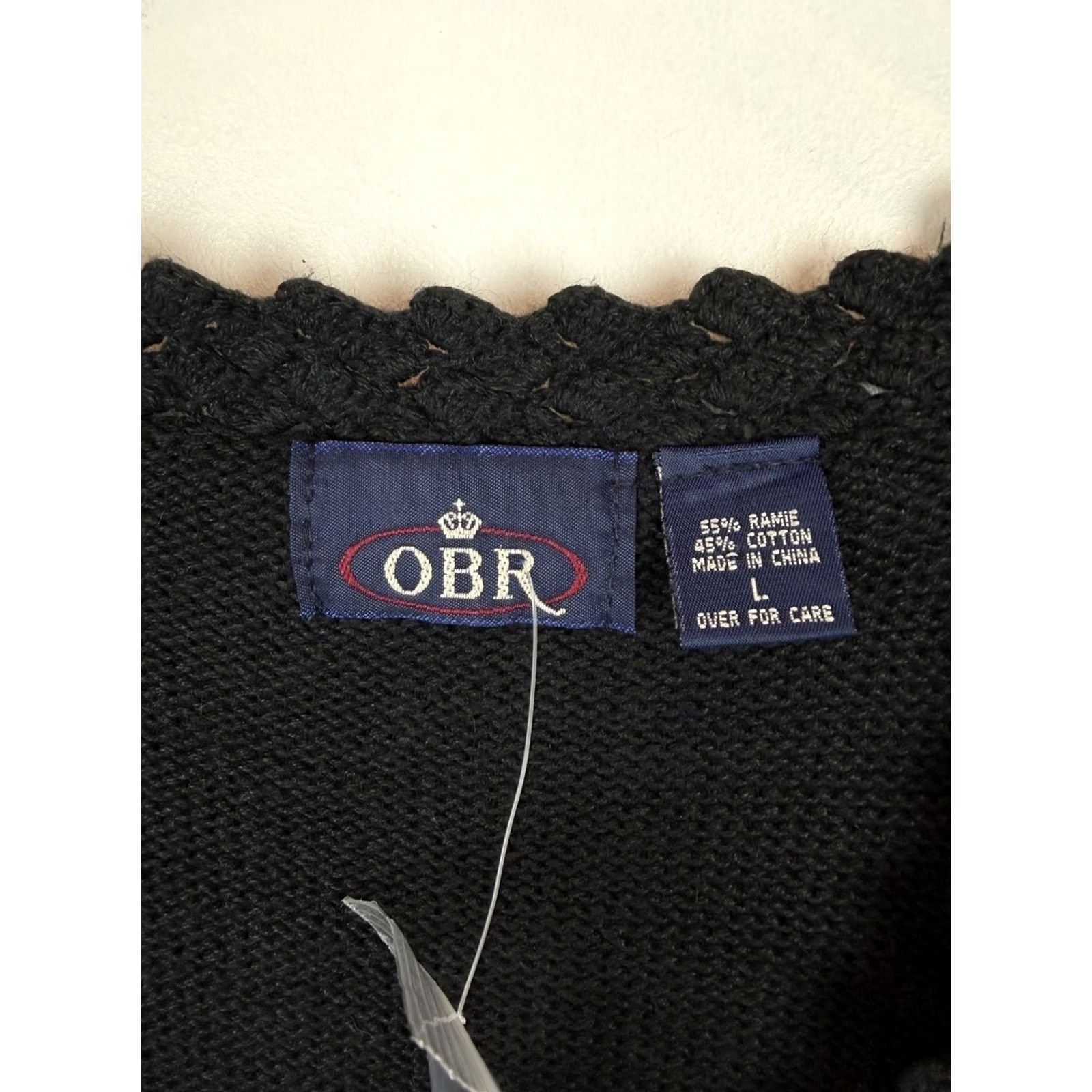 Vintage OBR Vest Sweater Womens L Black Crochet Knit Open Front Hippie Boho Winter Spring Fall Festival Casual Size L / US 10 / IT 46 - 3 Thumbnail