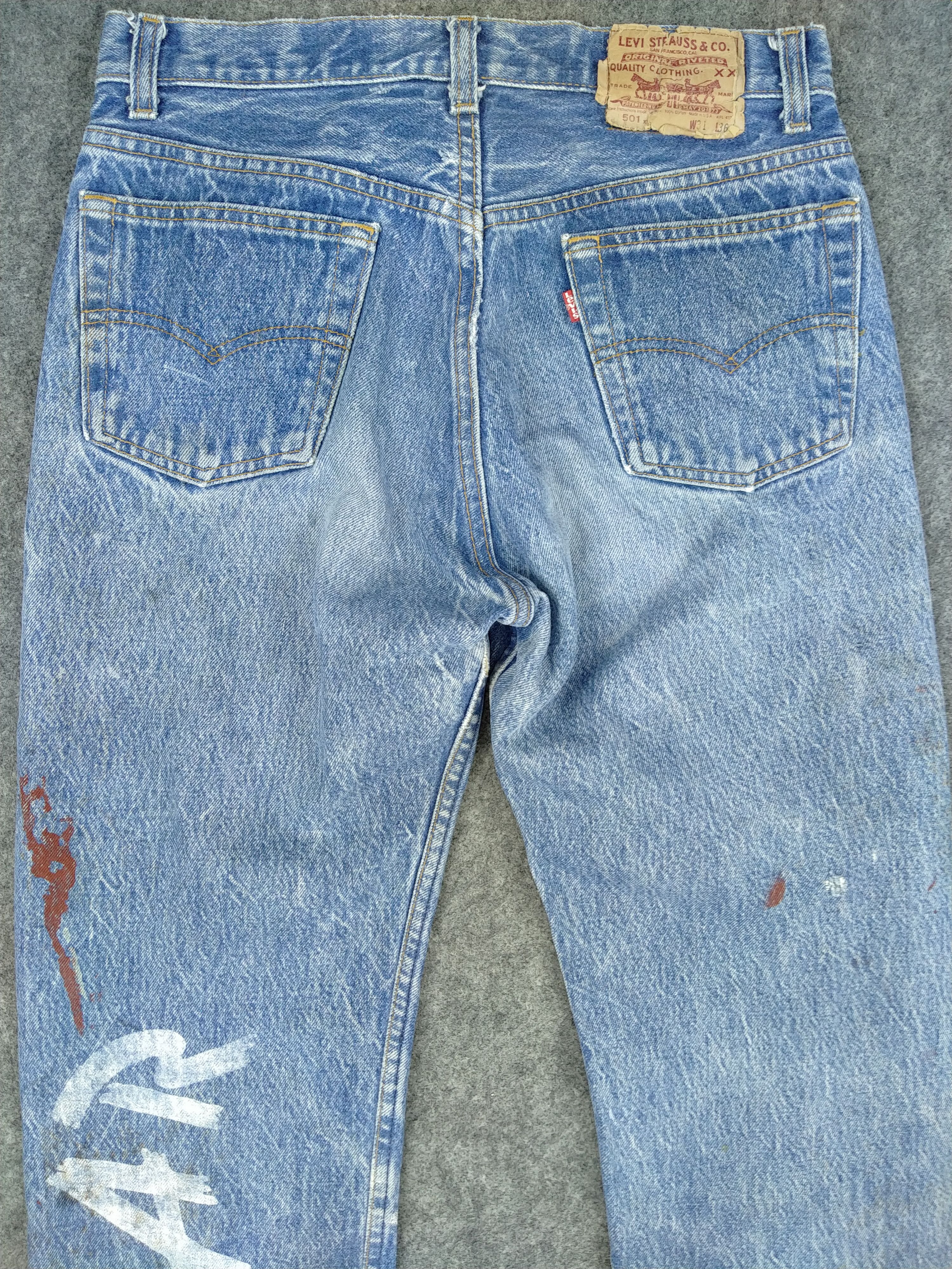 Japanese Brand Vintage Levi's 501 Paint Stain Denim 29 x 32 -JN767 Size US 29 - 4 Thumbnail