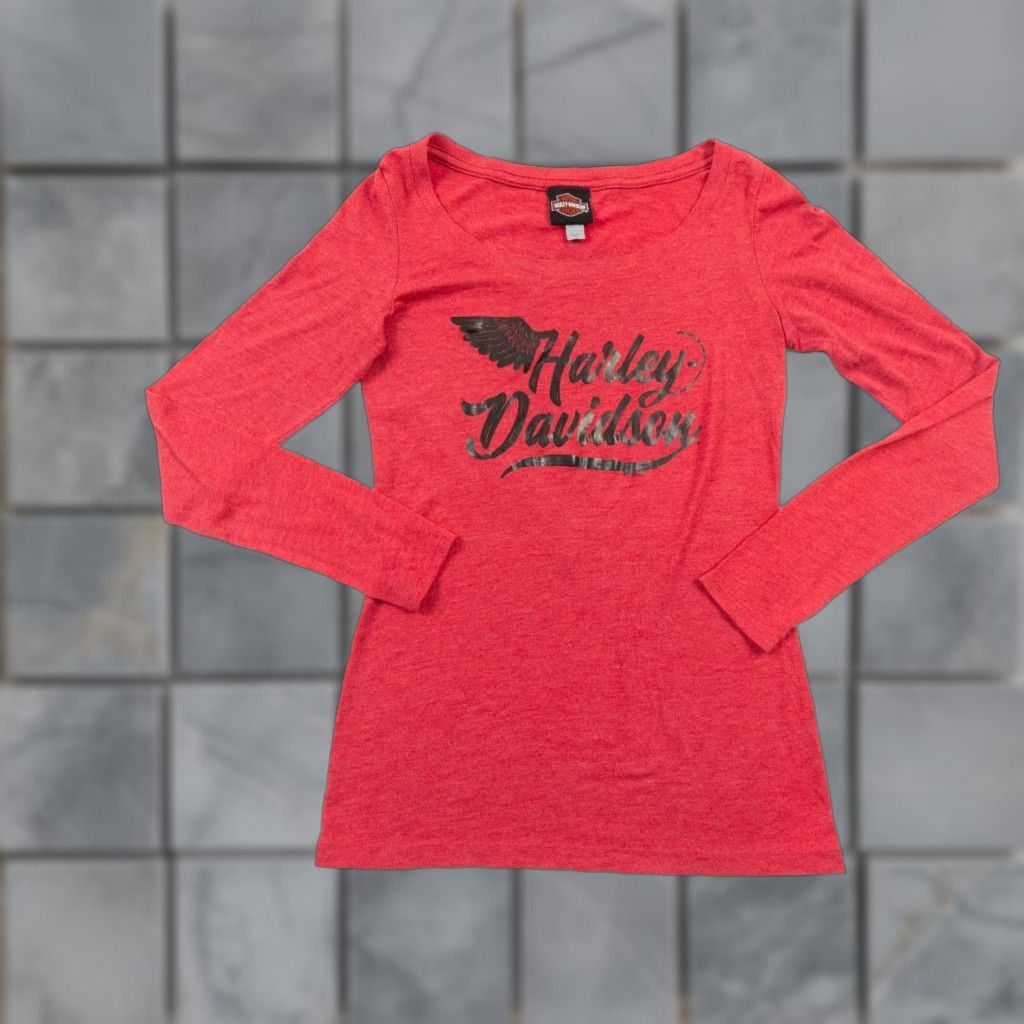 Harley Davidson Harley-Davidson Shirt Womens Small Red Long Sleeve Motorcycle Tee Casual Size S / US 4 / IT 40 - 1 Thumbnail