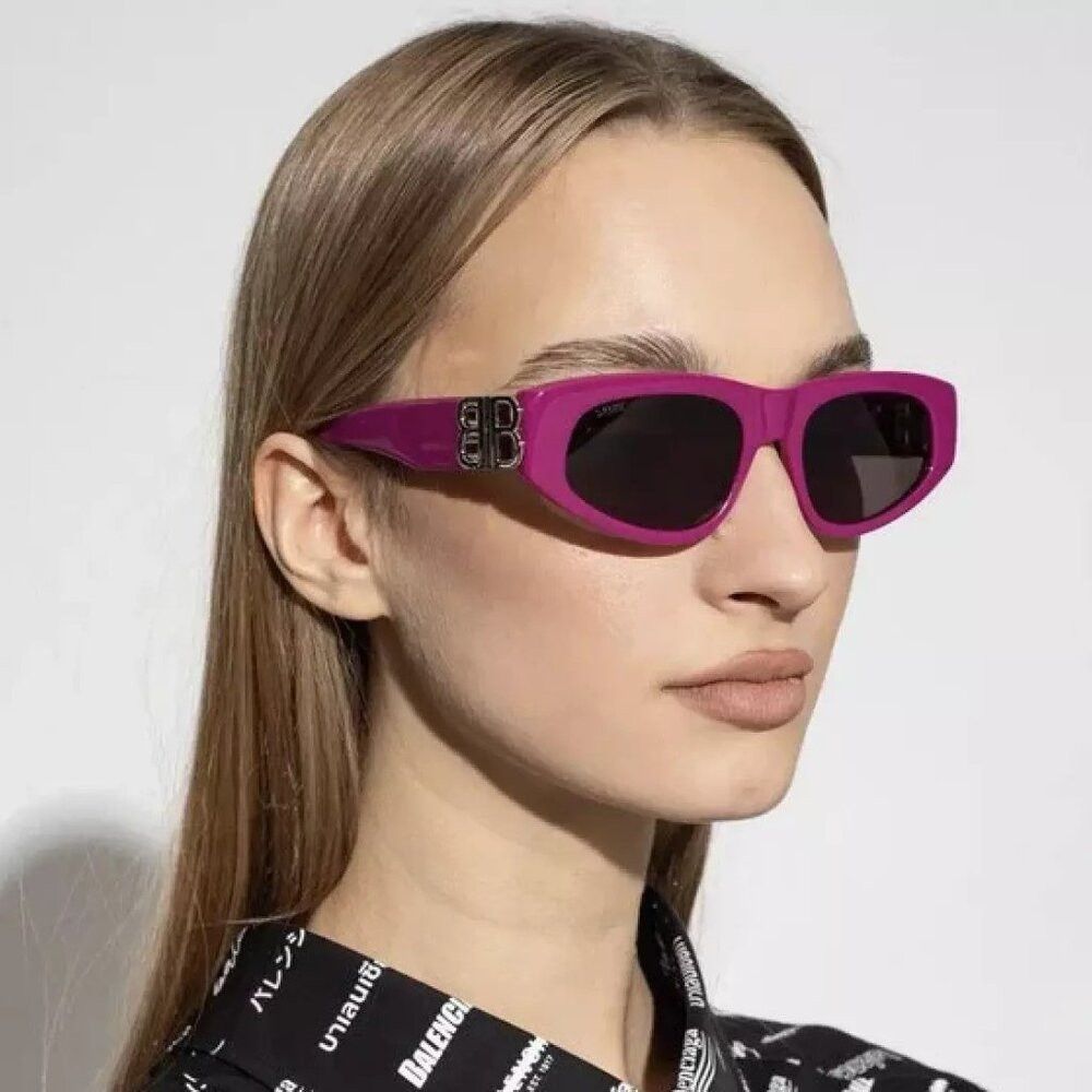 Balenciaga Balenciaga Sunglasses Fuschia Gray BB Temples Oval Cat Eye Size ONE SIZE - 1 Thumbnail