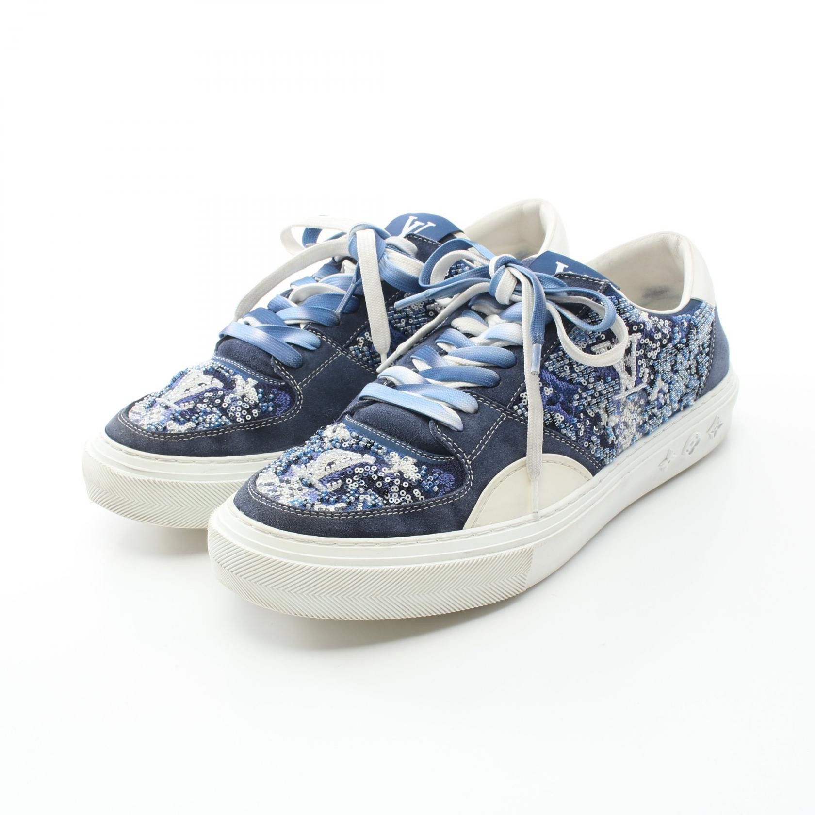 Louis Vuitton Louis Vuitton Lv Ollie Line Suede Leather Fabric Sneakers Suede Shoes in Blue, Men's