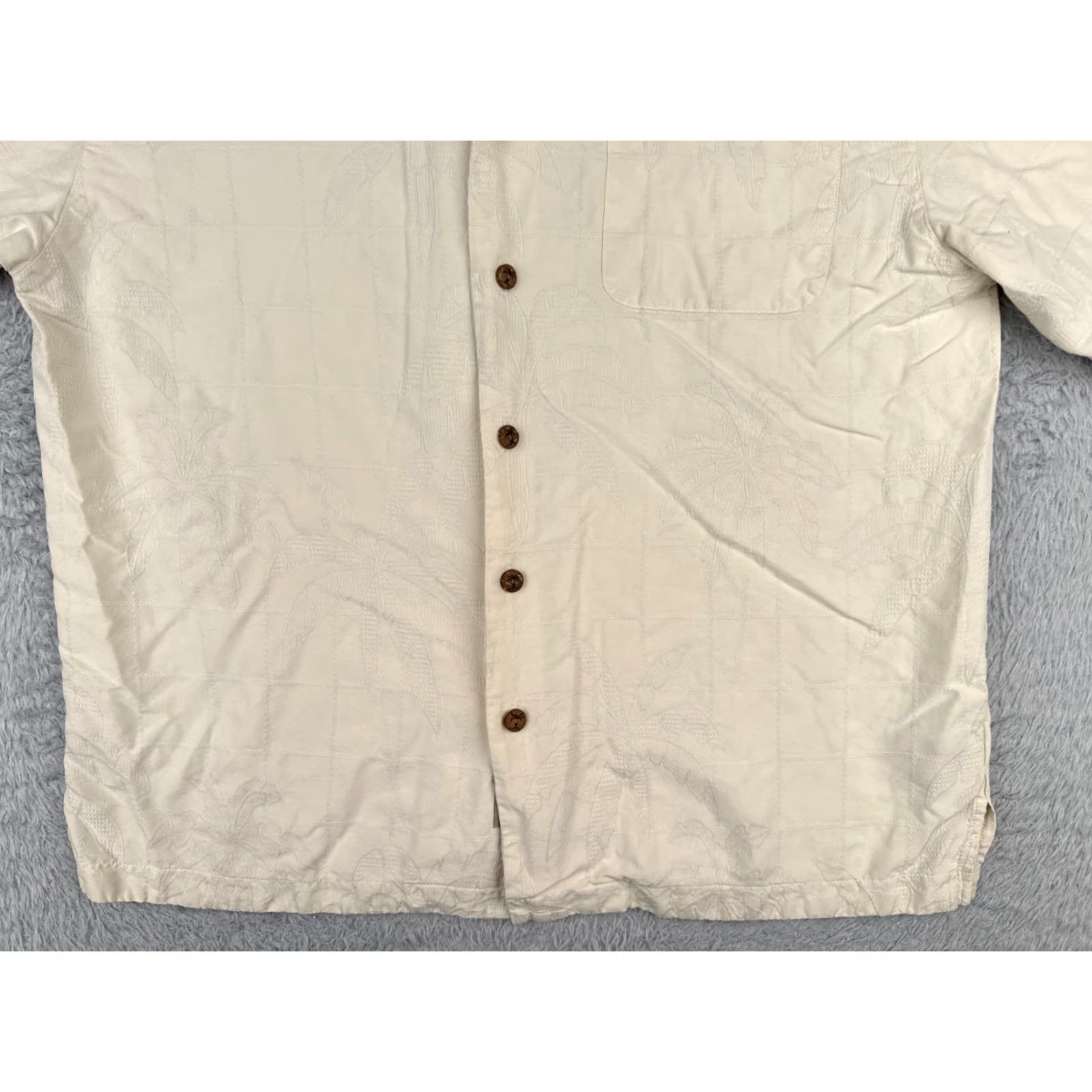 Vintage VINTAGE Jamaica Jaxx Shirt Men Large Beige Embroidered Palm Silk Hawaiian 90s Beach Designer Short Sleeve Silk Shirt Mens L Beige Size US L / EU 52-54 / 3 - 5 Thumbnail