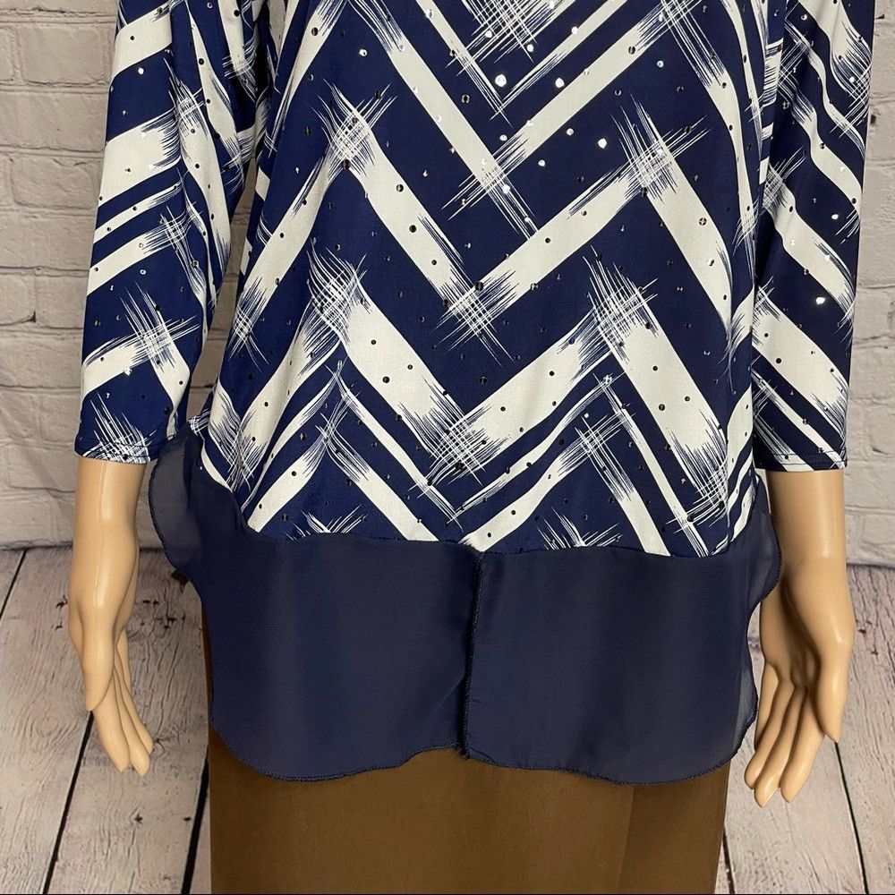 Other New Kate Lilly Designs Blue White 3/4 Sleeve Top Size M Size M / US 6-8 / IT 42-44 - 9 Thumbnail
