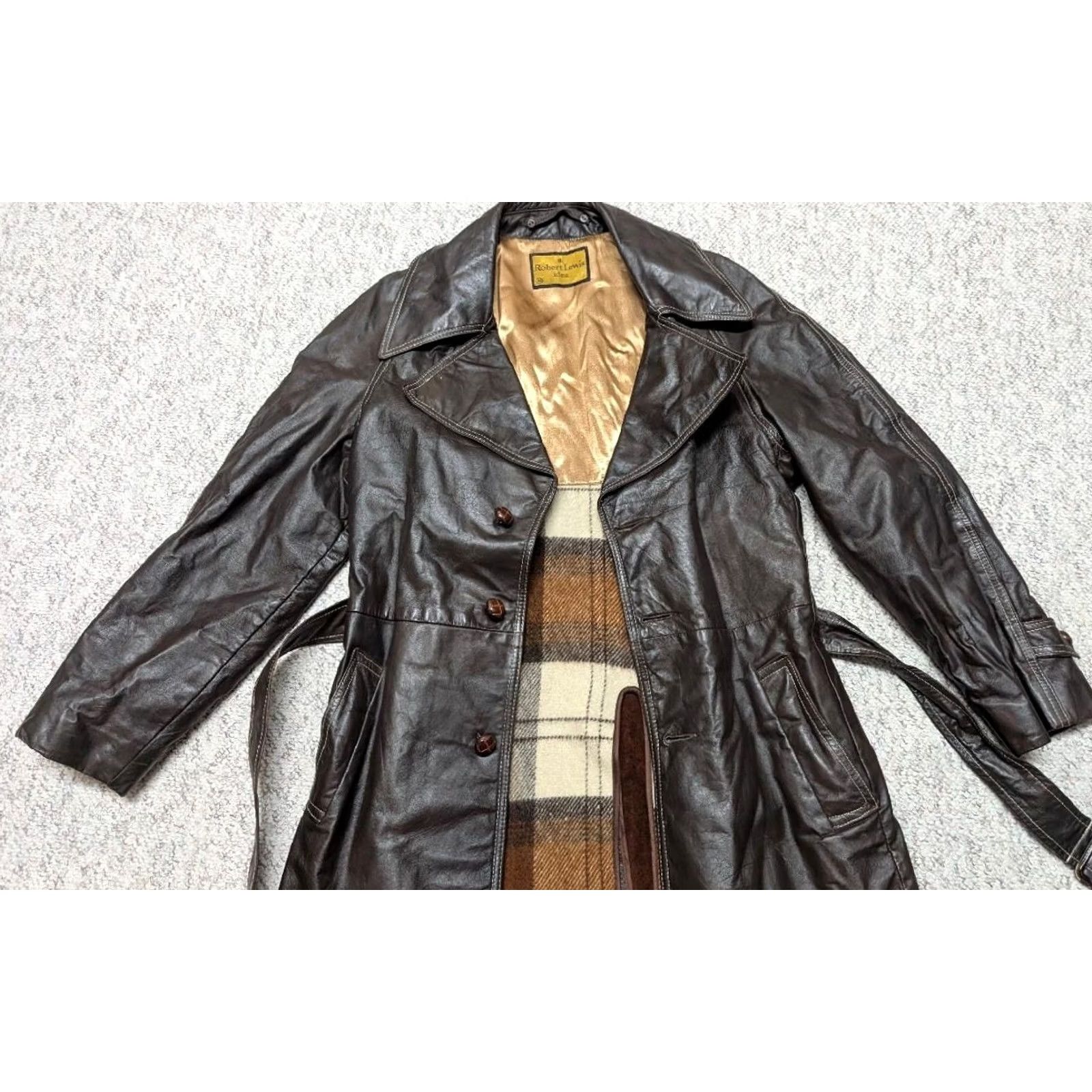 Vintage VINTAGE Robert Lewis Overcoat Coat M Western Brown Leather 40-42 Mens Size US M / EU 48-50 / 2 - 4 Thumbnail